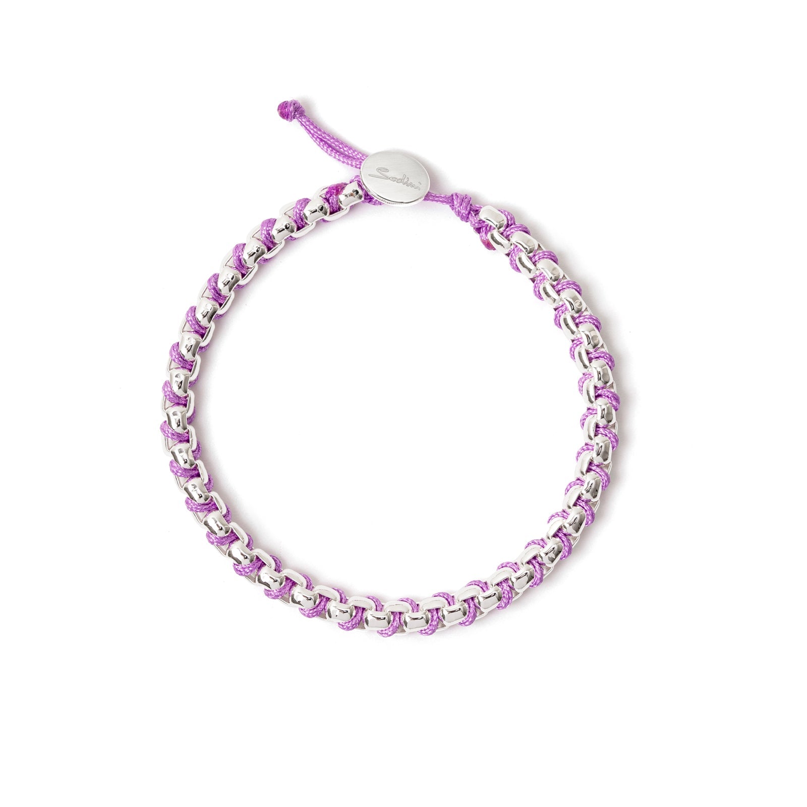 Bracciale catena e cordino Fusion - Rodio e viola - Sodini Bijoux