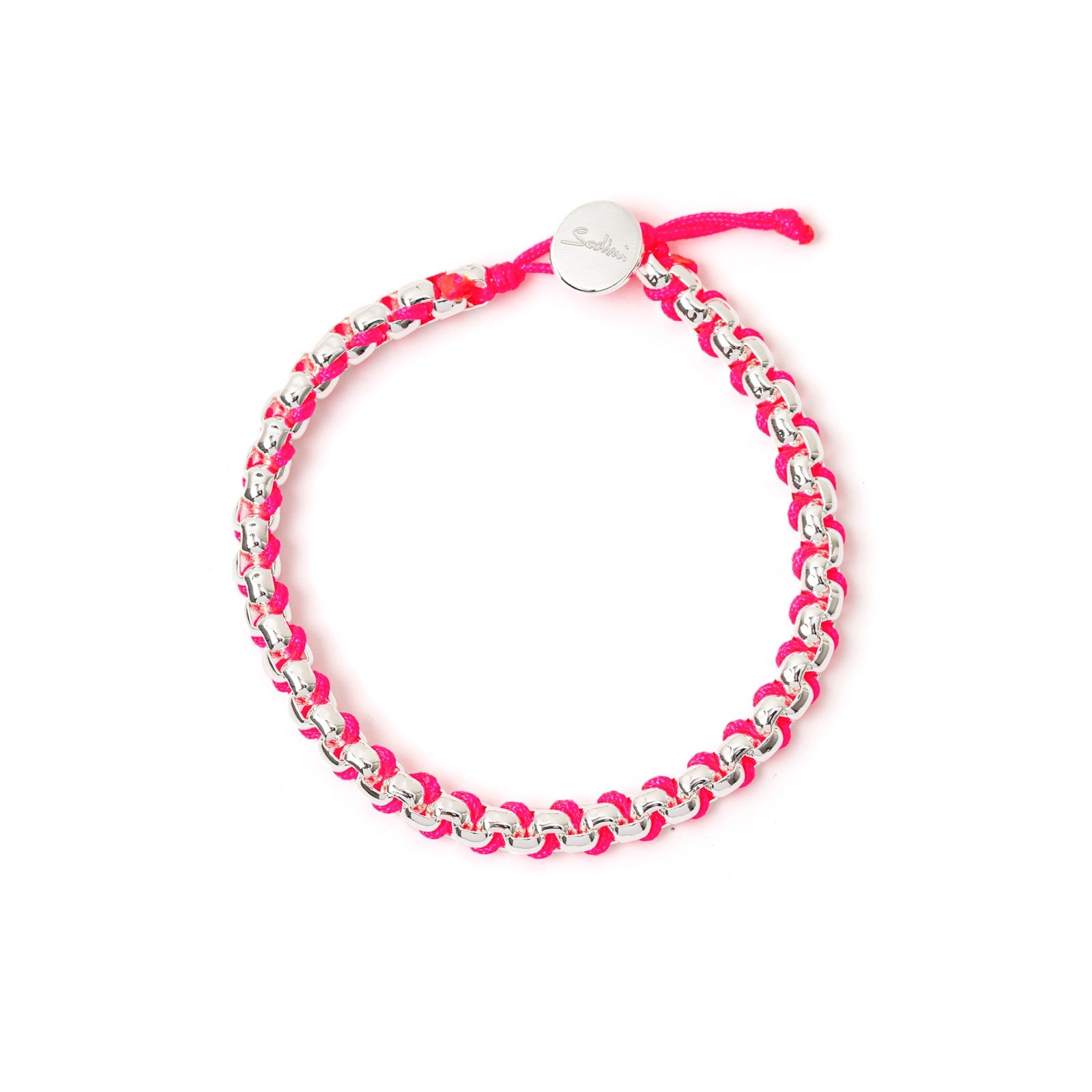 Bracciale catena e cordino Fusion - Rodio e fucsia - Sodini Bijoux