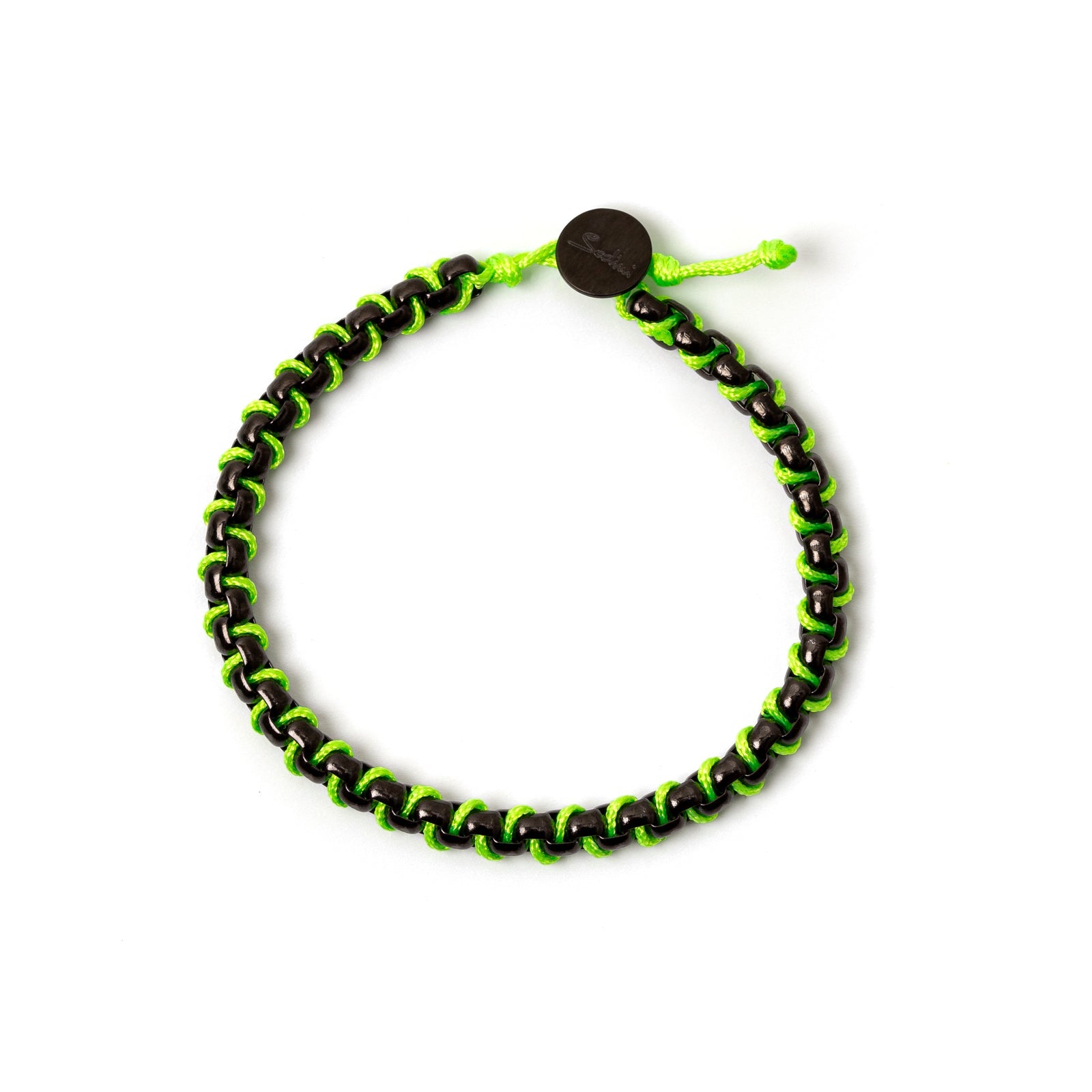 Bracciale catena e cordino Fusion - Nero e verde - Sodini Bijoux