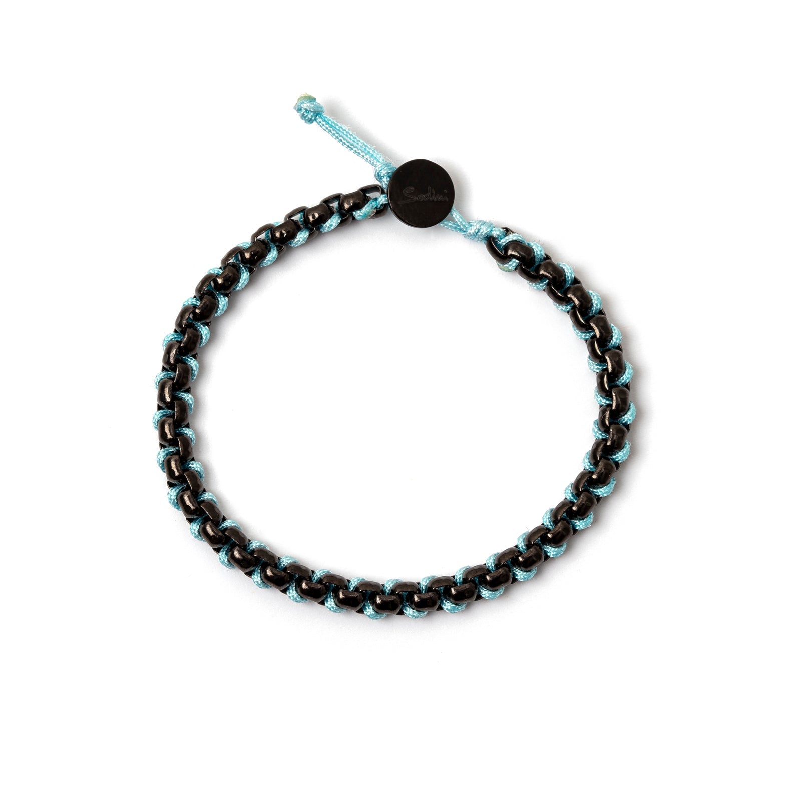 Bracciale catena e cordino Fusion - Nero e blu - Sodini Bijoux
