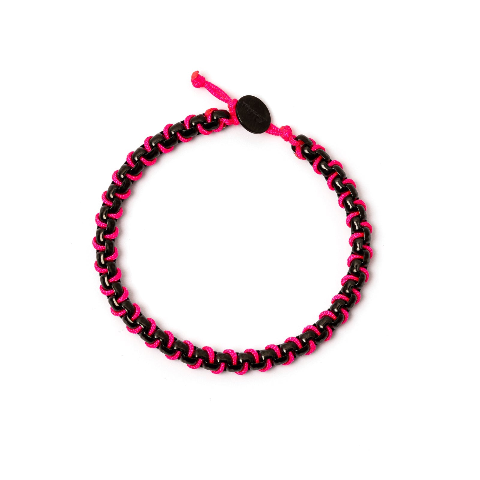 Bracciale catena e cordino Fusion - Nero e fucsia - Sodini Bijoux