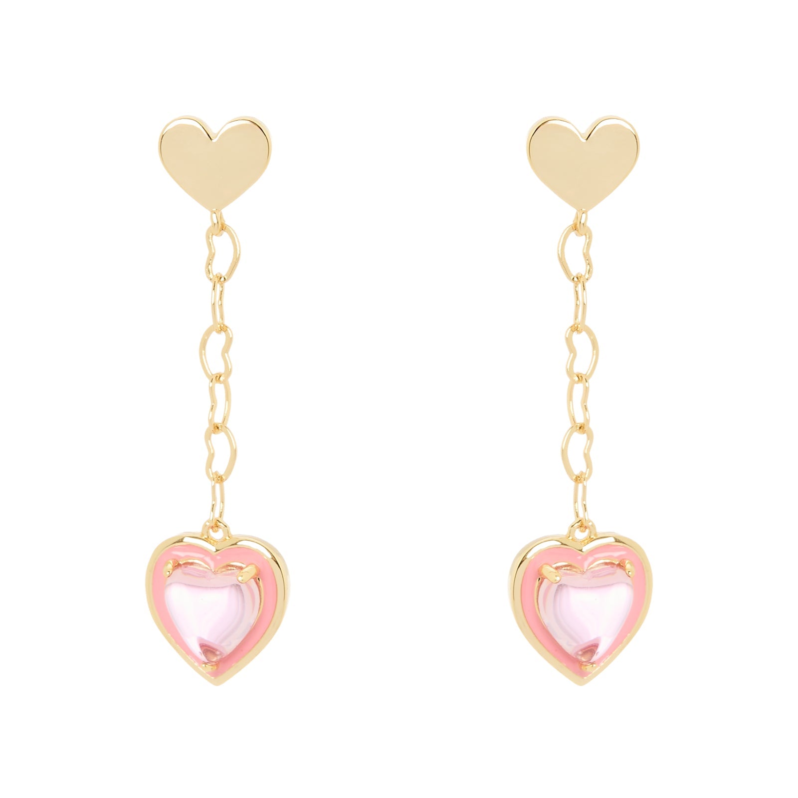 Navachi Orecchini A Cuore Con Fiocco: Placcati Oro 18k E Smalto Rosa Candy, Borchie Colorate Per Donna, Regalo Carino - 3