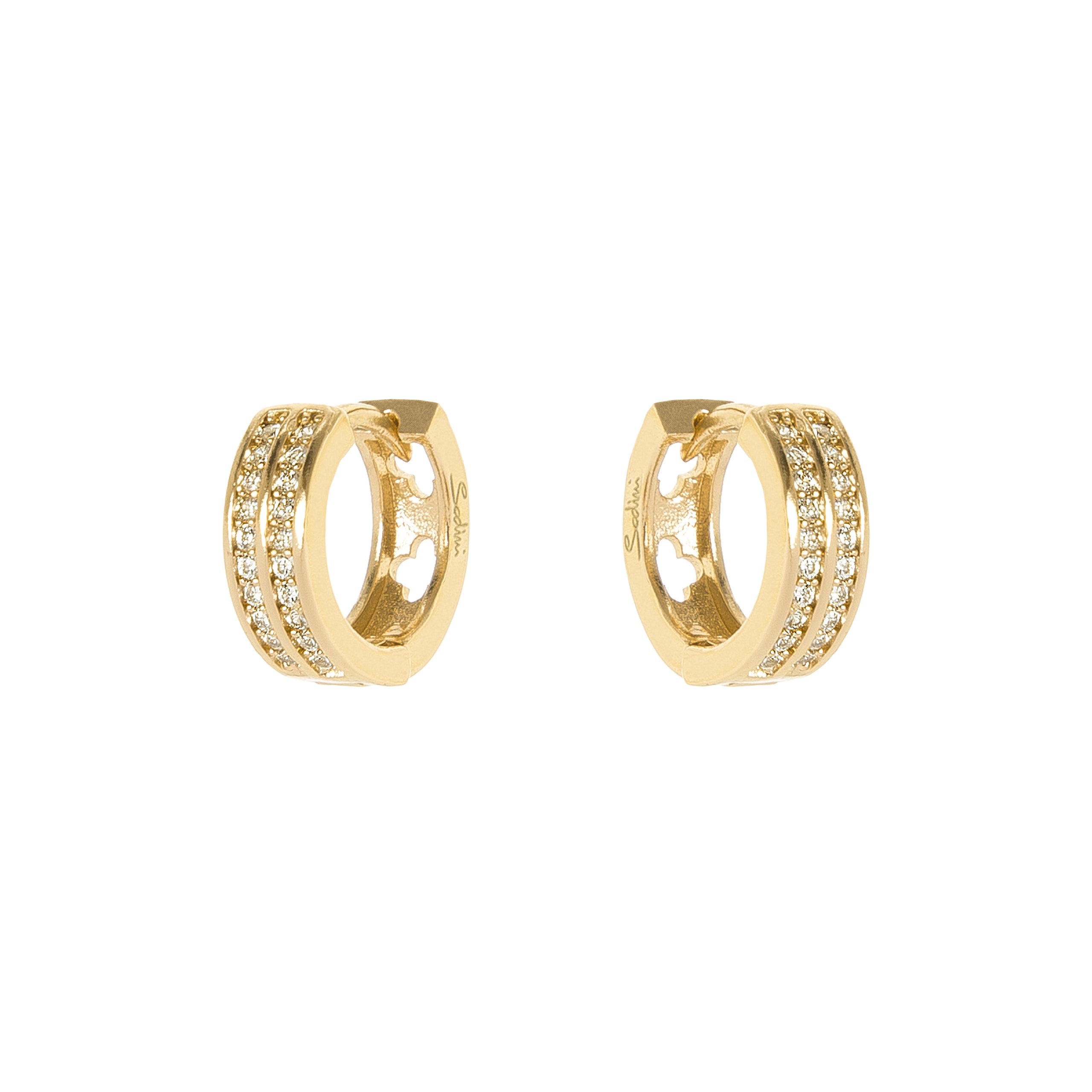 Piccoli orecchini cerchio e brillanti Malibù - Oro - Sodini Bijoux