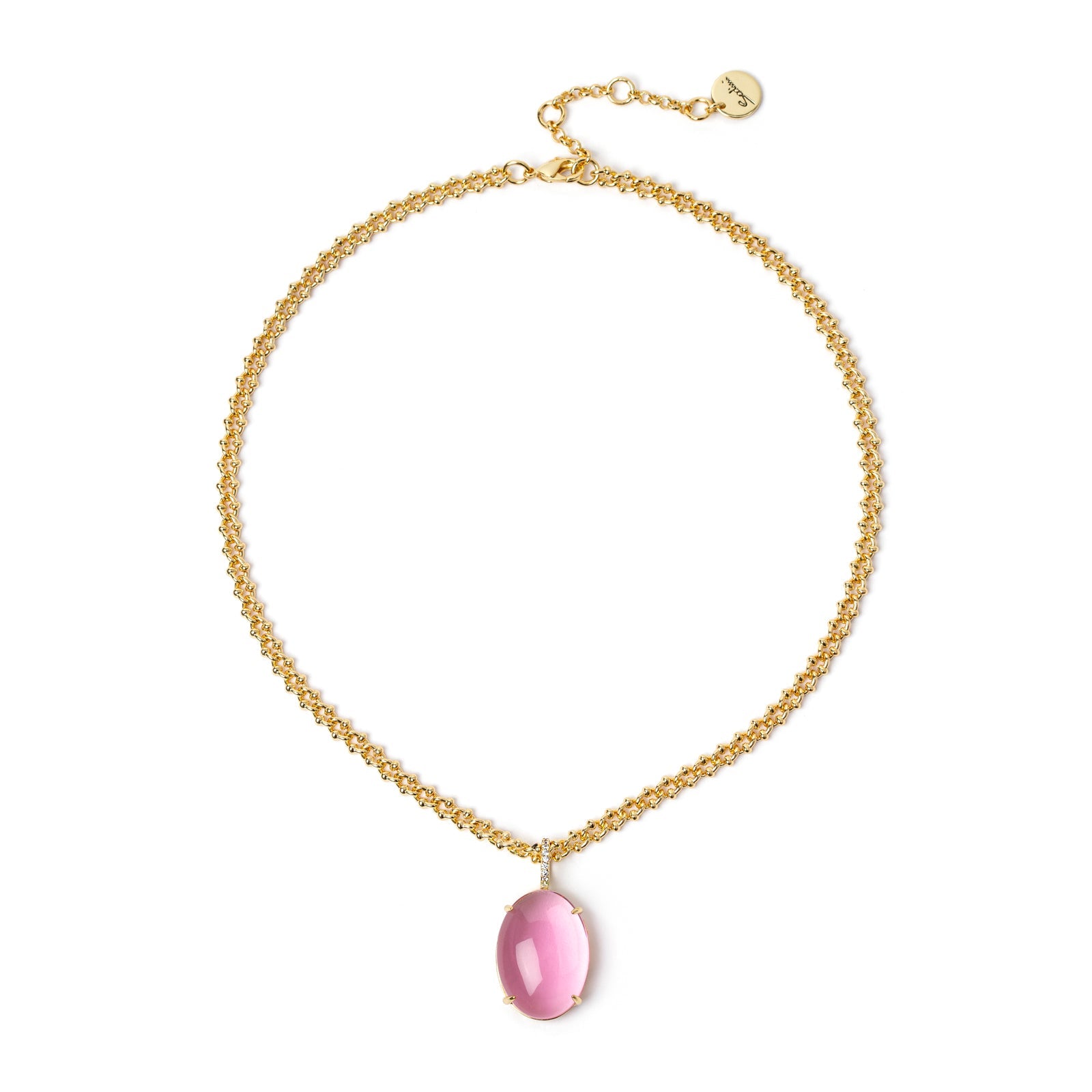 Chain and cabochon choker Blossom - Fuchsia - Sodini Bijoux
