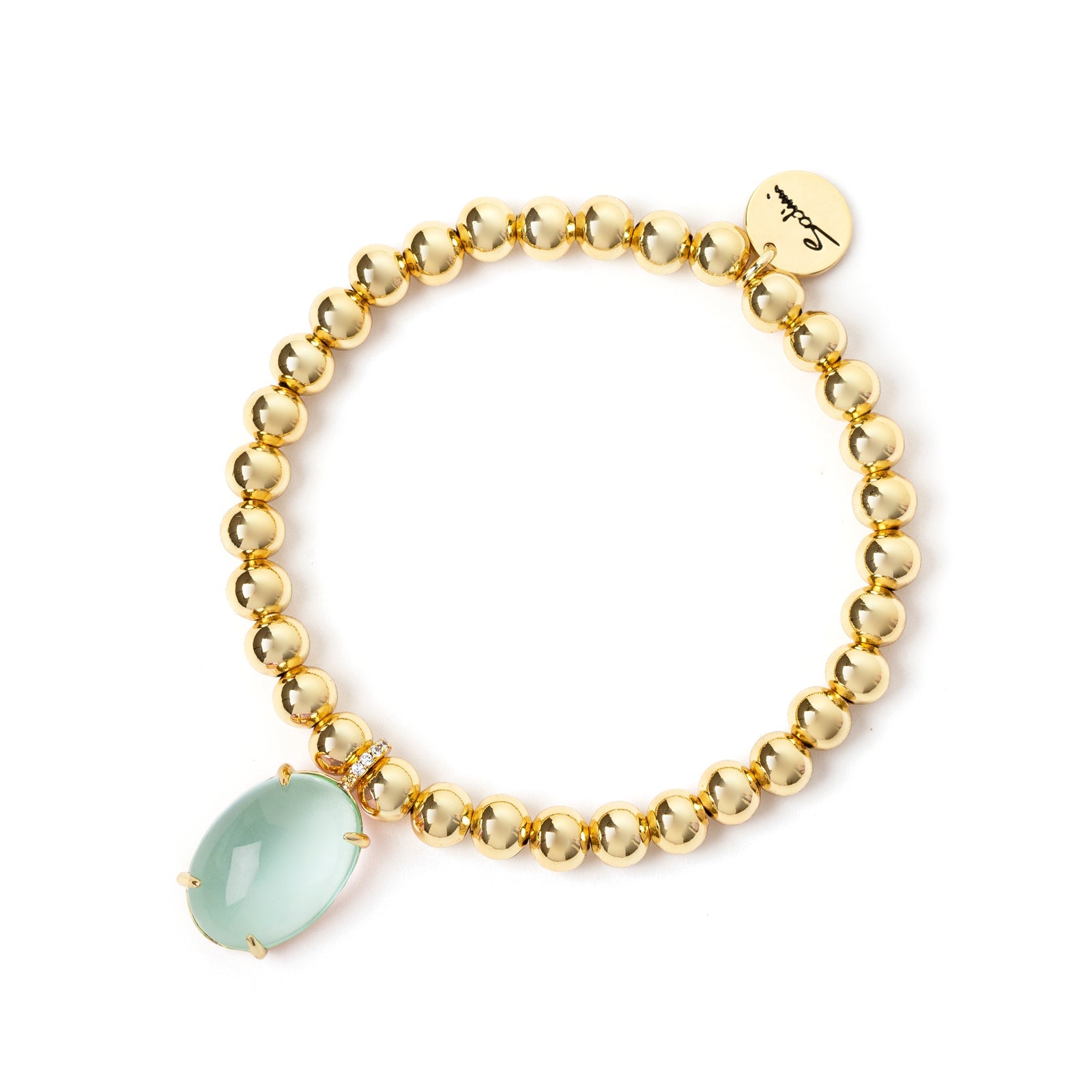 Elastic bracelet boules ad cabochon Blossom - Green - Sodini Bijoux