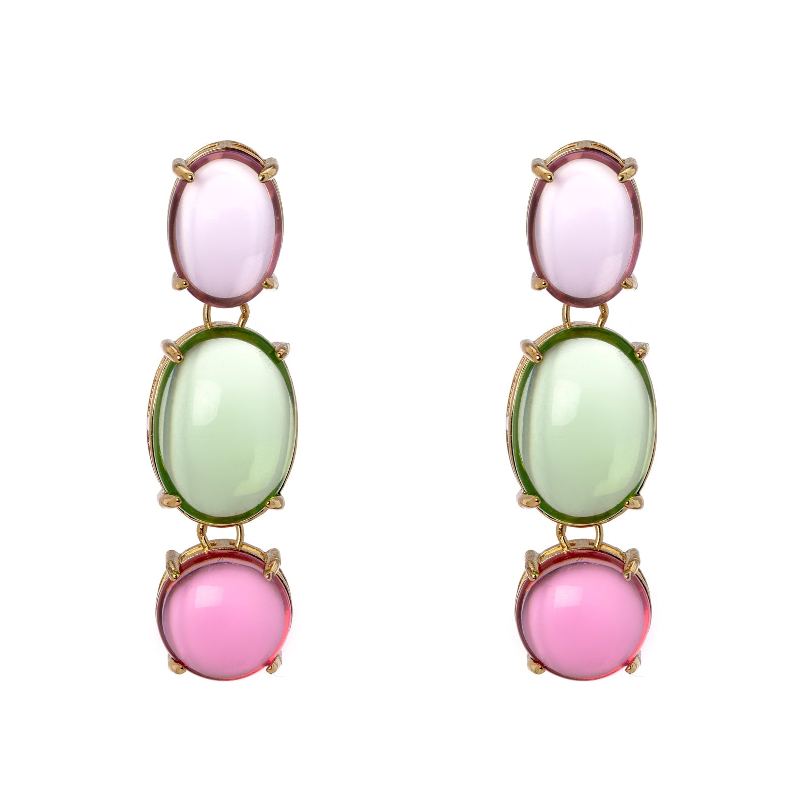 Three cabochons earrings Blossom - Multicolor - Sodini Bijoux