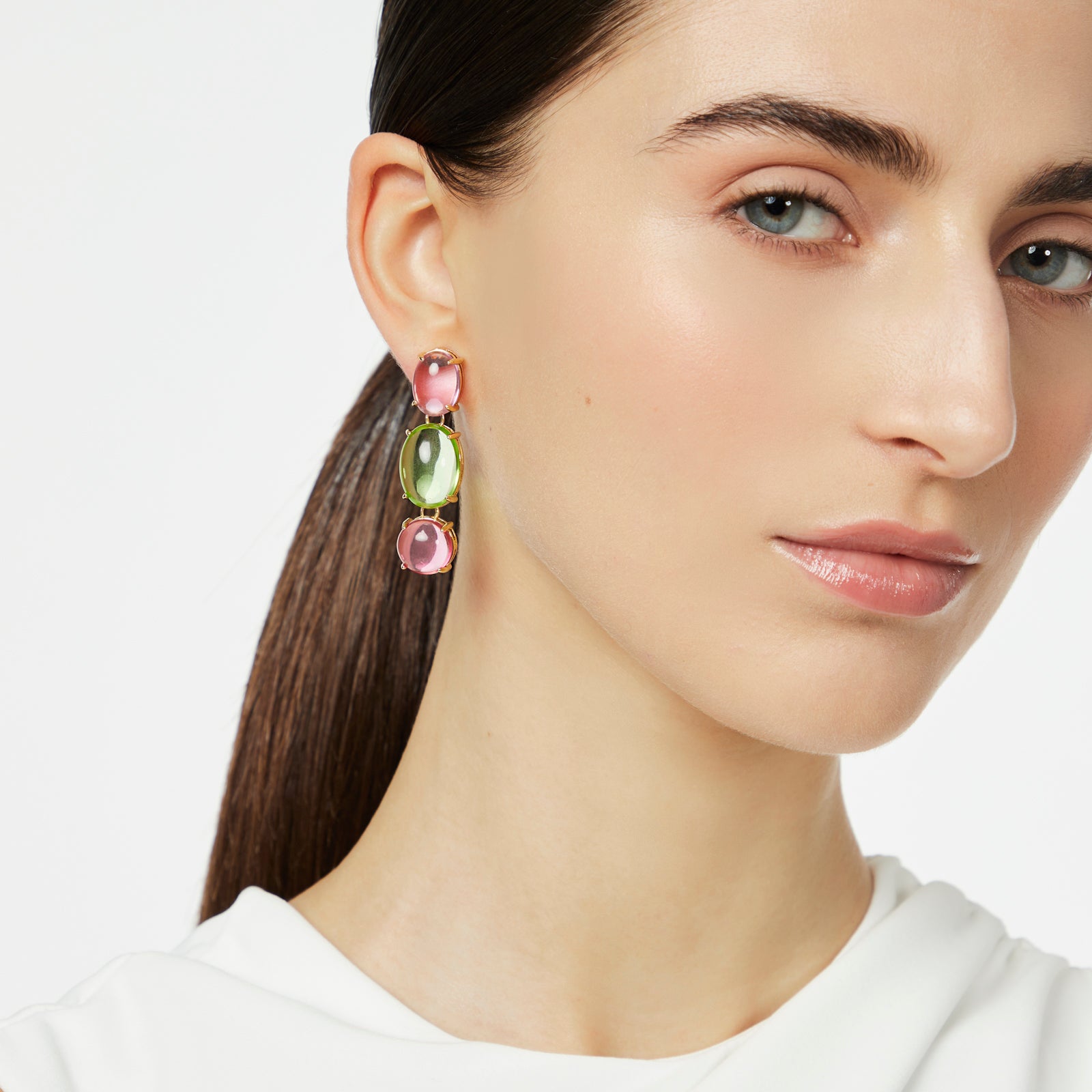 Three cabochons earrings Blossom - Multicolor - Sodini Bijoux