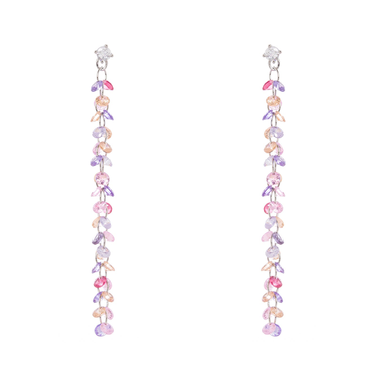 Earrings with a thread of zirconia Kristall - Purple - Sodini Bijoux
