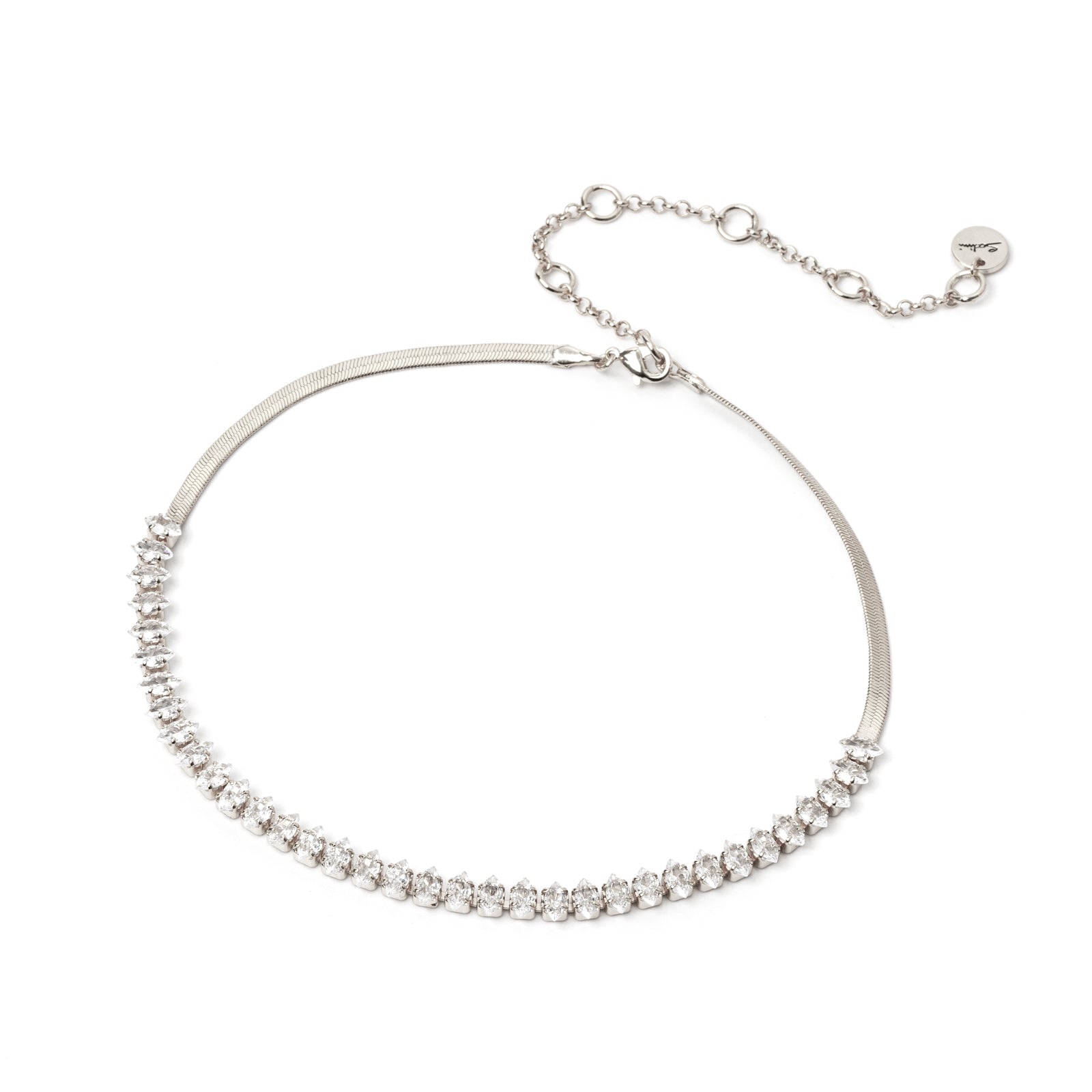 Choker with a string of zirconias Crystalline - Rhodium and white - Sodini Bijoux