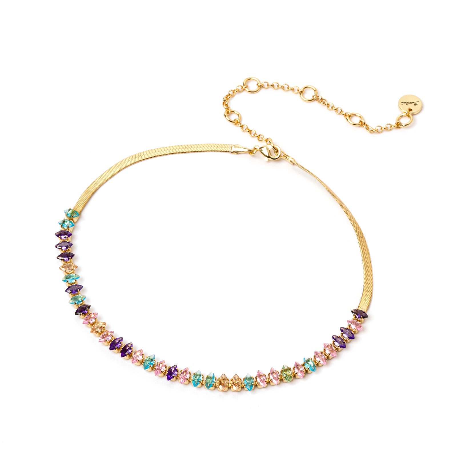 Choker with a string of zirconias Crystalline - Gold and multicolor - Sodini Bijoux