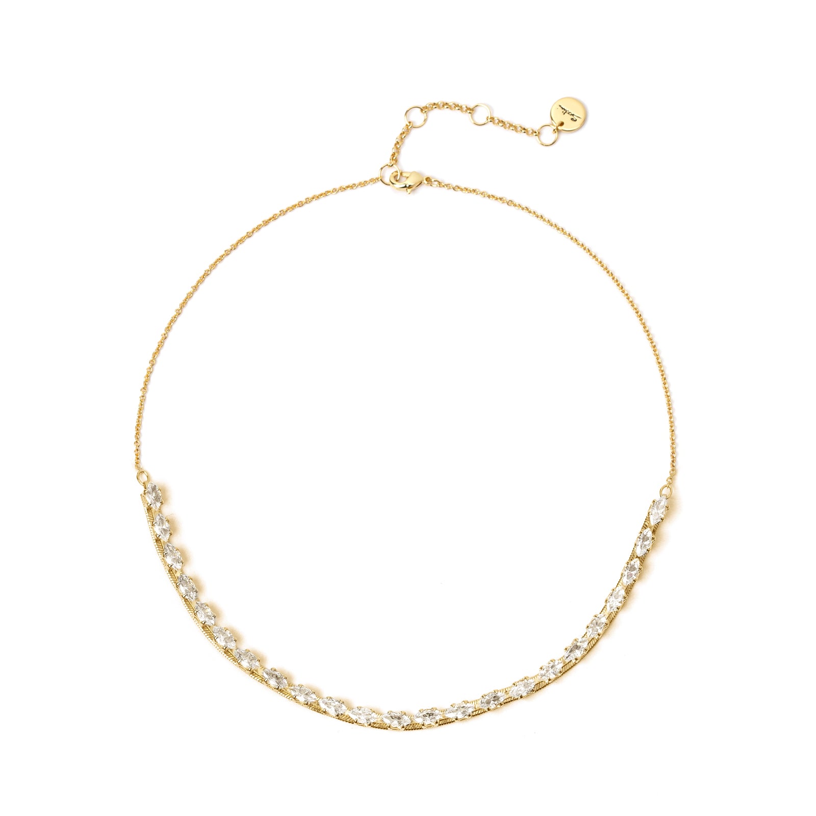 Short necklace with a string of zirconias Crystalline - Gold and white - Sodini Bijoux