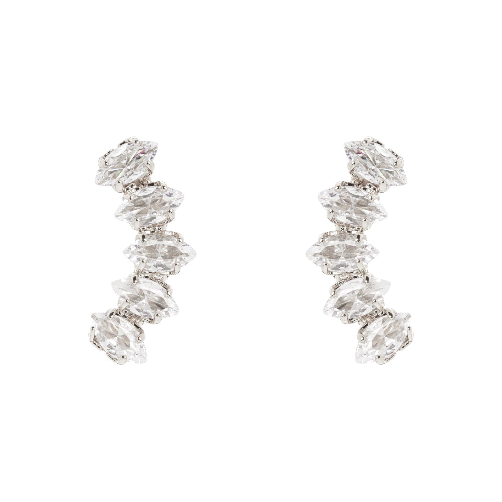 Arch-shaped earrings Crystalline - Rhodium and white - Sodini Bijoux