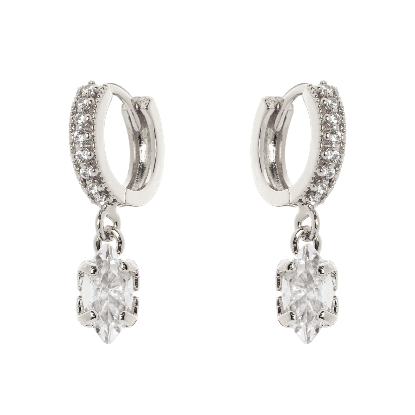 Orecchini cerchietto e pendente Crystalline - Rodio e bianco - Sodini Bijoux