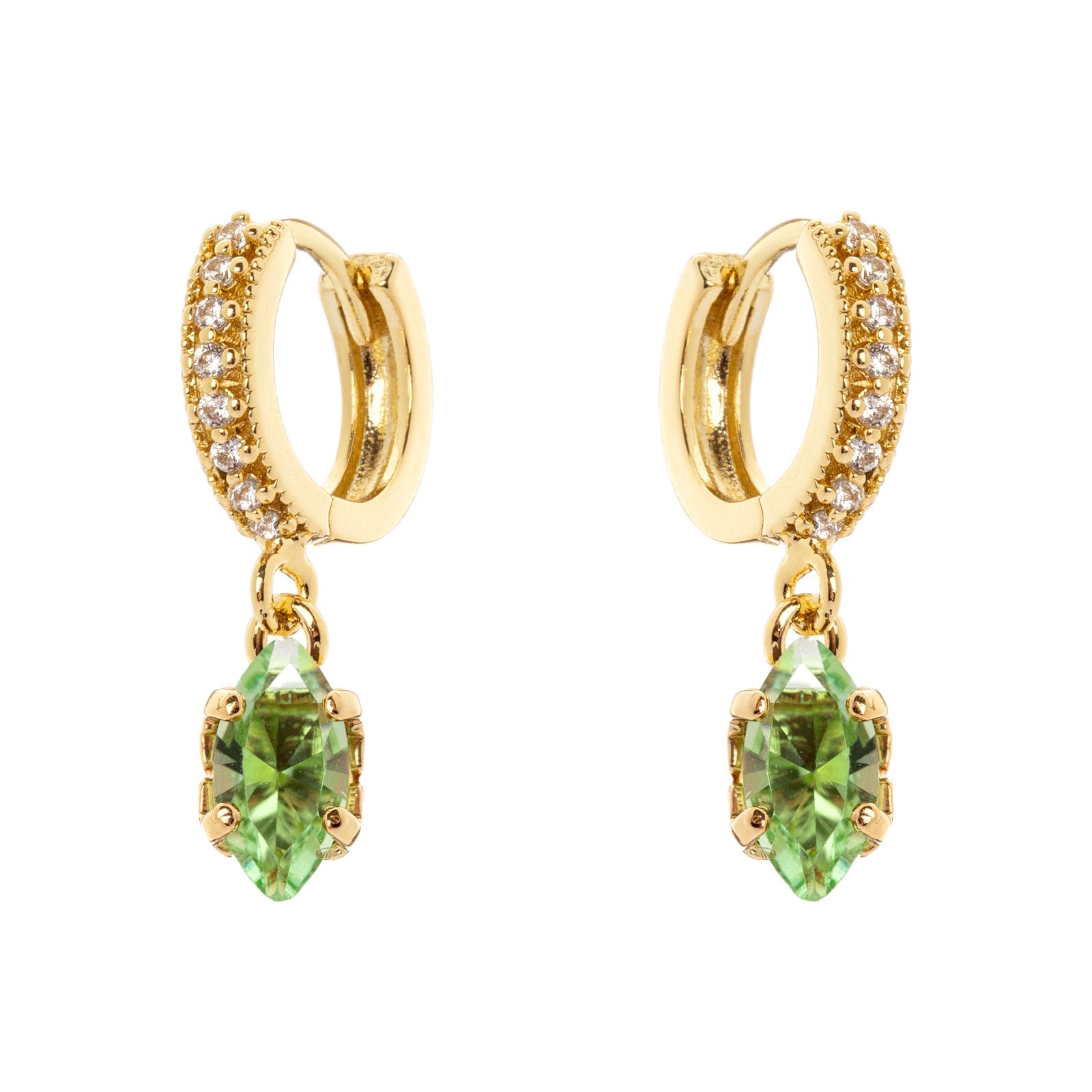 Orecchini cerchietto e pendente Crystalline - Oro e verde - Sodini Bijoux