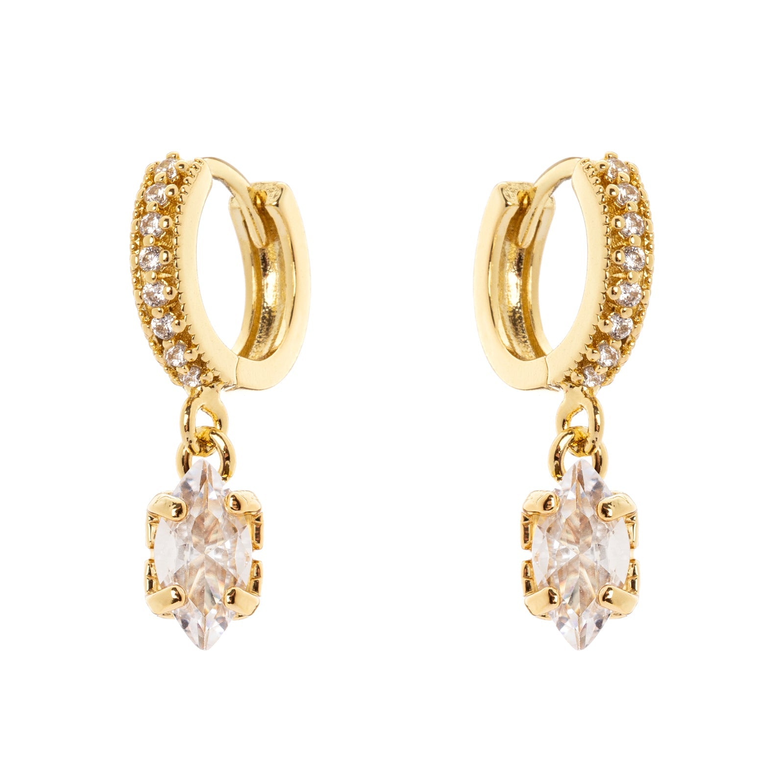 Orecchini cerchietto e pendente Crystalline - Oro e bianco - Sodini Bijoux