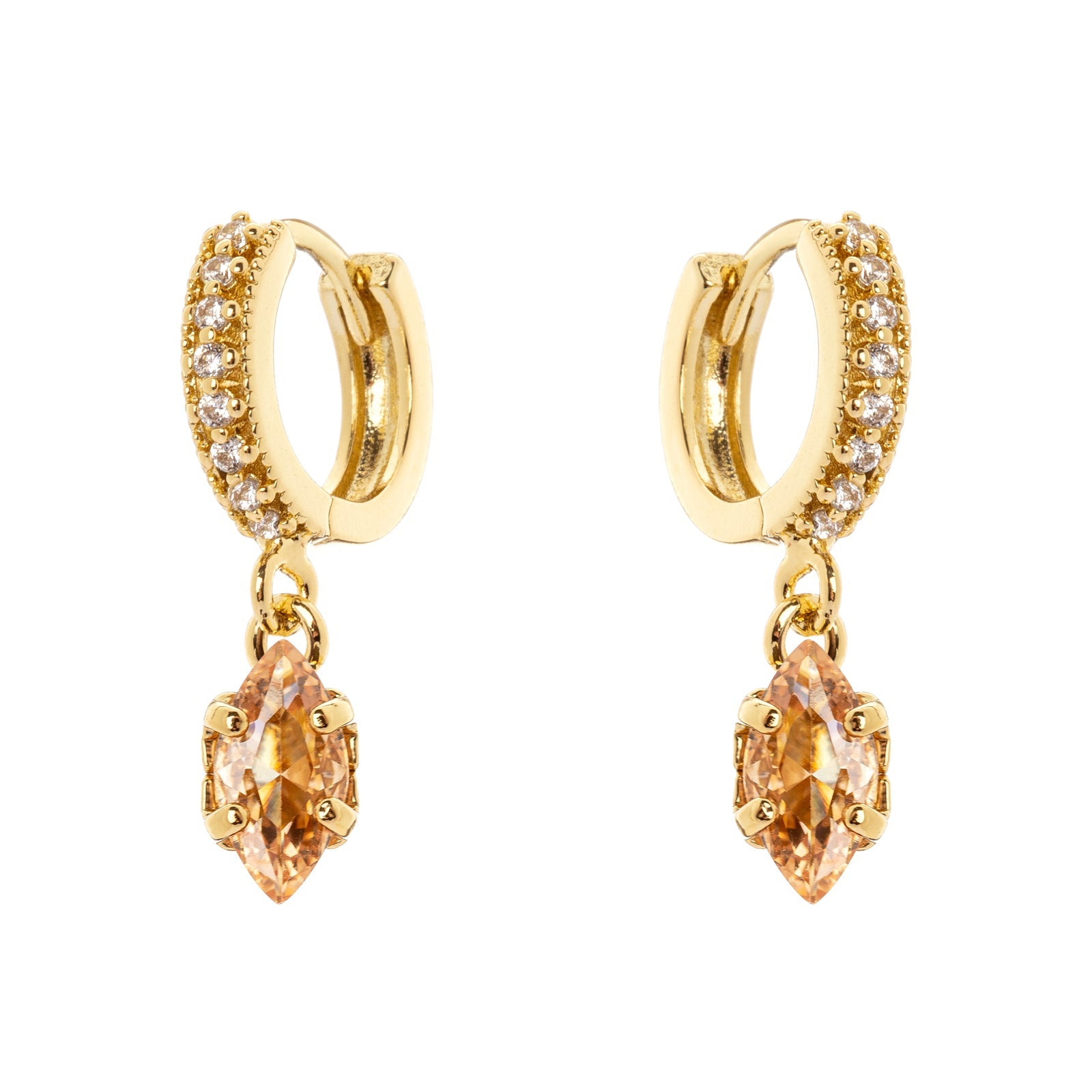 Orecchini cerchietto e pendente Crystalline - Oro e giallo - Sodini Bijoux