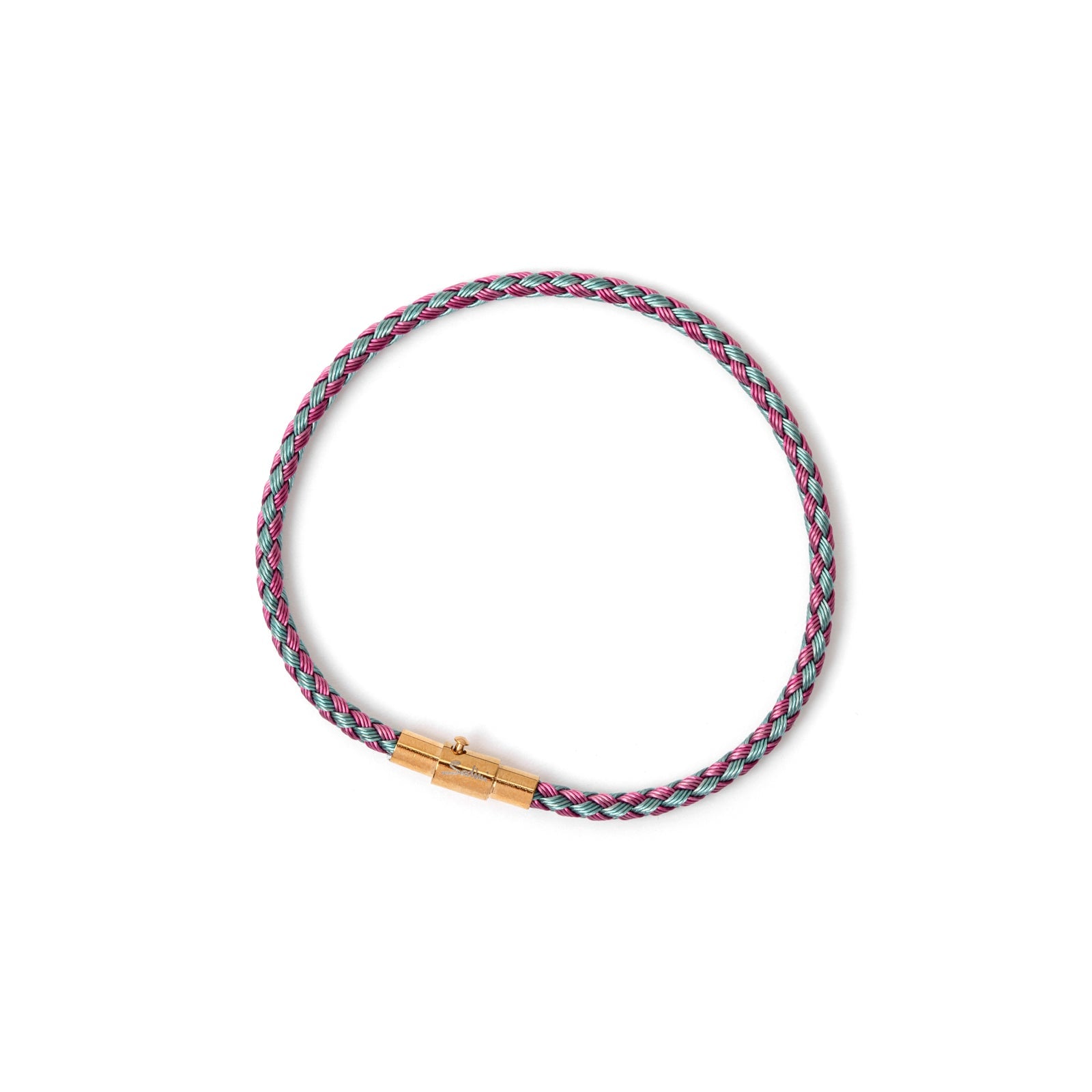 Metal cord bracelet and small cylinder Remind me - Blue and Fucsia - Sodini Bijoux