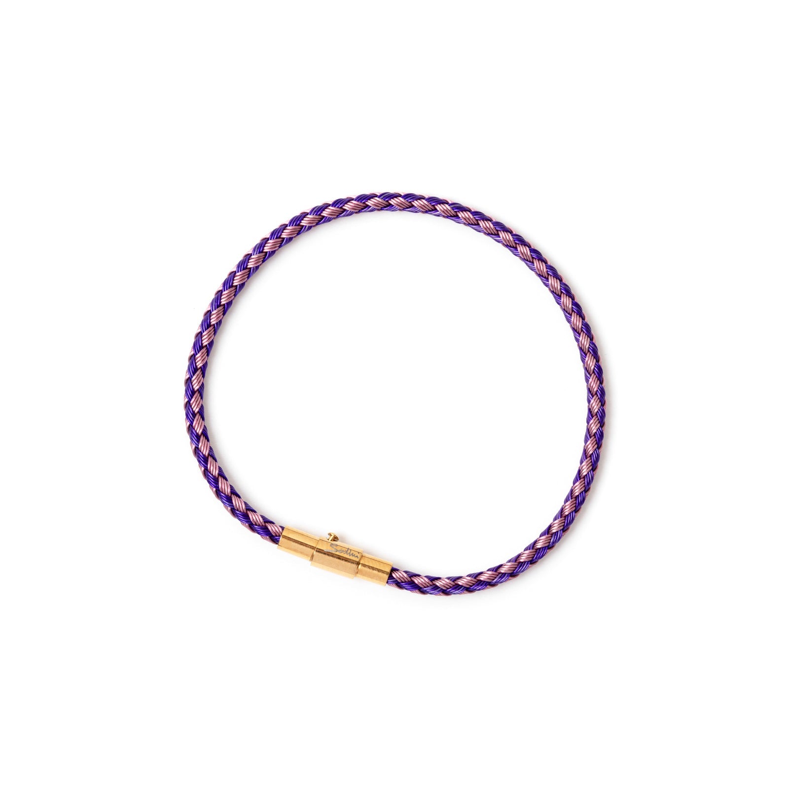 Metal cord bracelet and small cylinder Remind me - Purple and pink - Sodini Bijoux