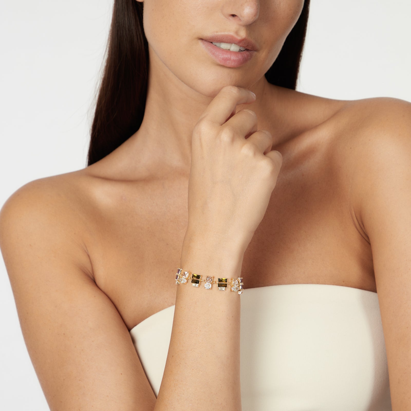 Bracciale con formazioni di zirconi Ishtar - Multicolor - Sodini Bijoux