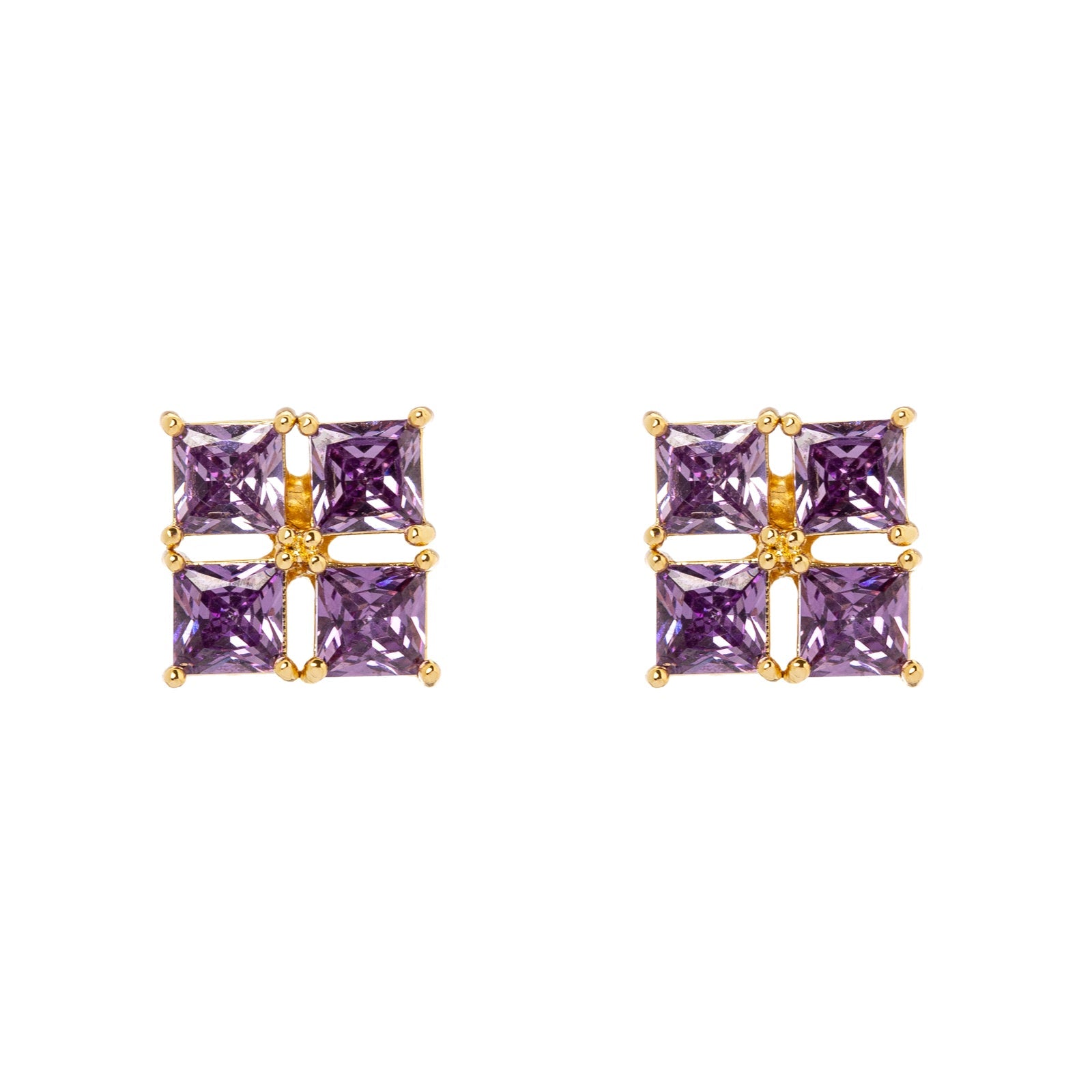 Orecchini A Perno Quadrati Argento Con Zirconi Taglio Principessa - Jewelryboxes - Foto 2