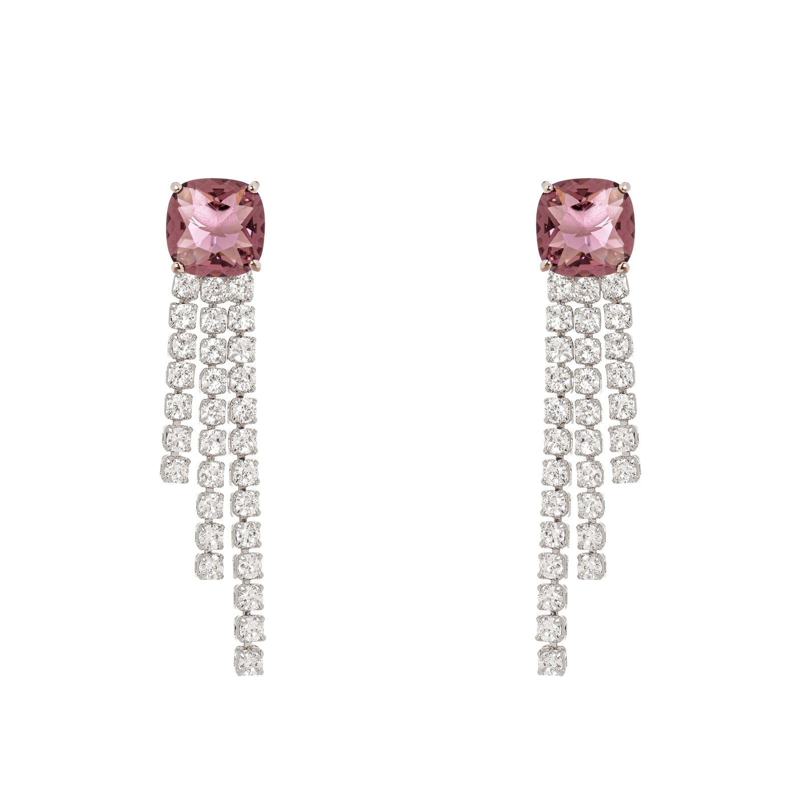 Floralà - Orecchini con perno argento, perline argento e catena bronzo, nappa lurex Disponibili