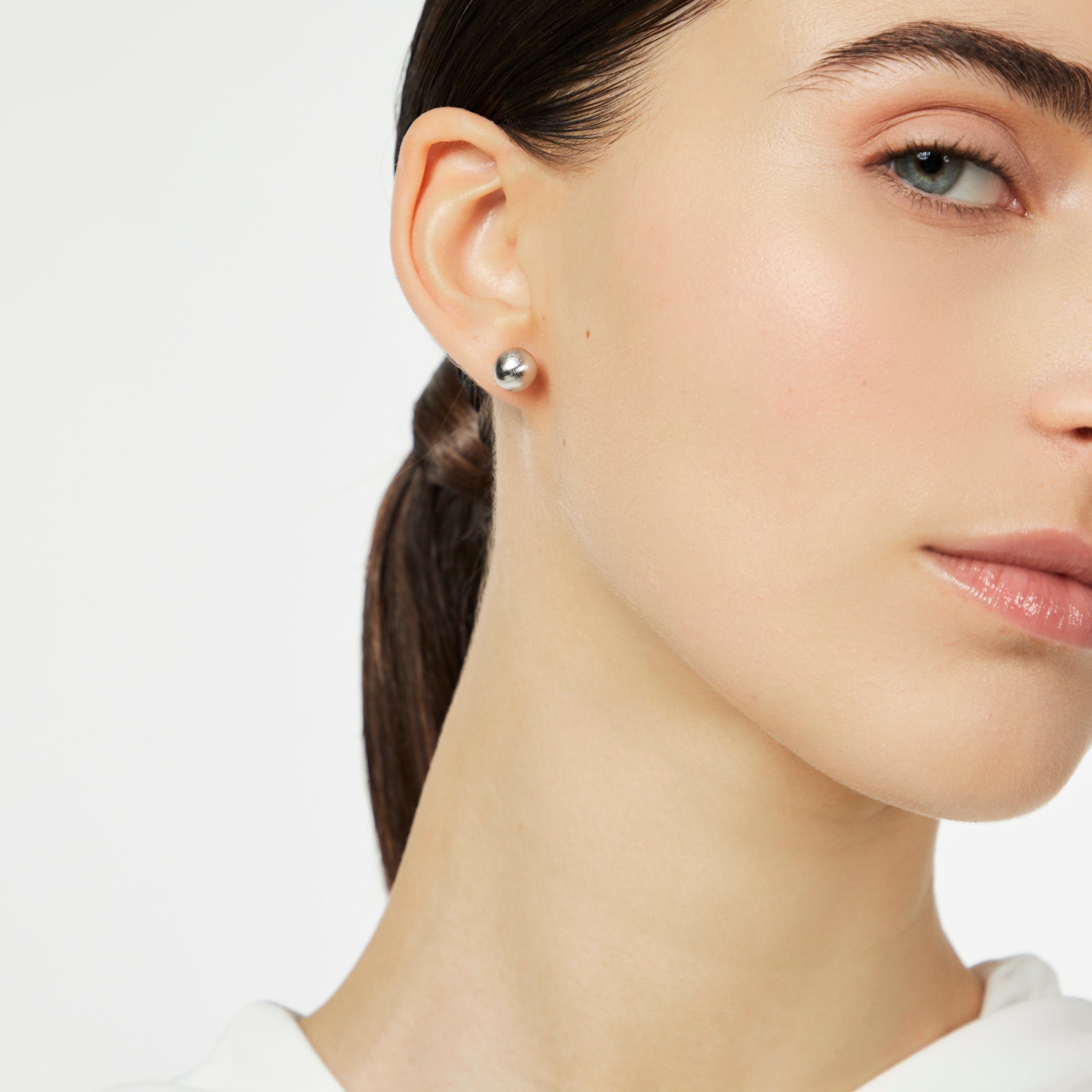 Dome earrings Sissi - Matt silver - Sodini Bijoux