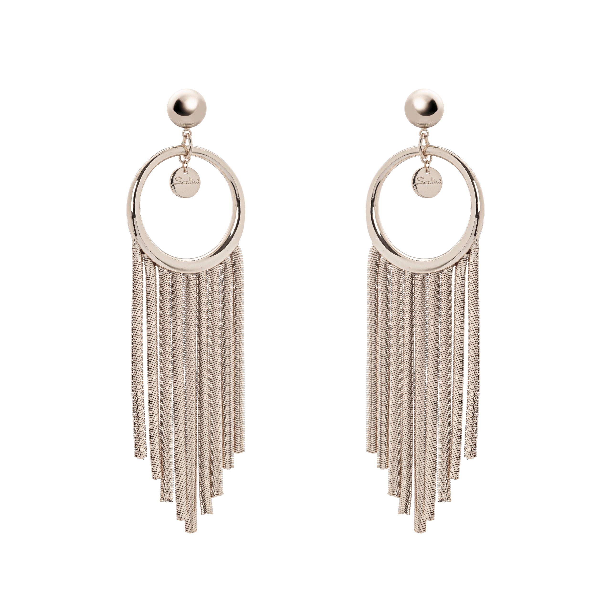 Clip-on hoop and fringe earrings Cleopatra - Bronze - Sodini Bijoux