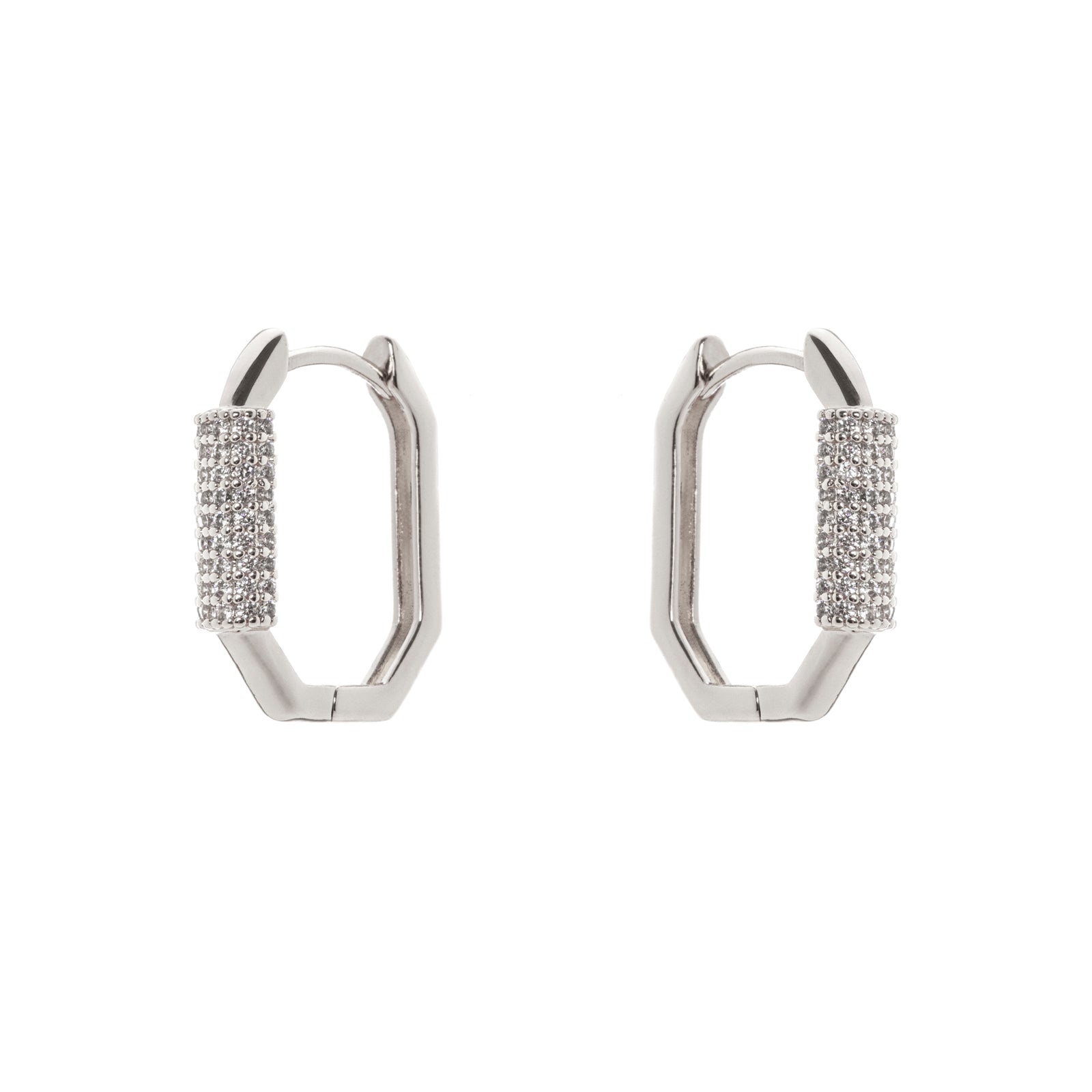 Piccoli orecchini mini cerchio ottagonale Ginevra - Argento - Sodini Bijoux