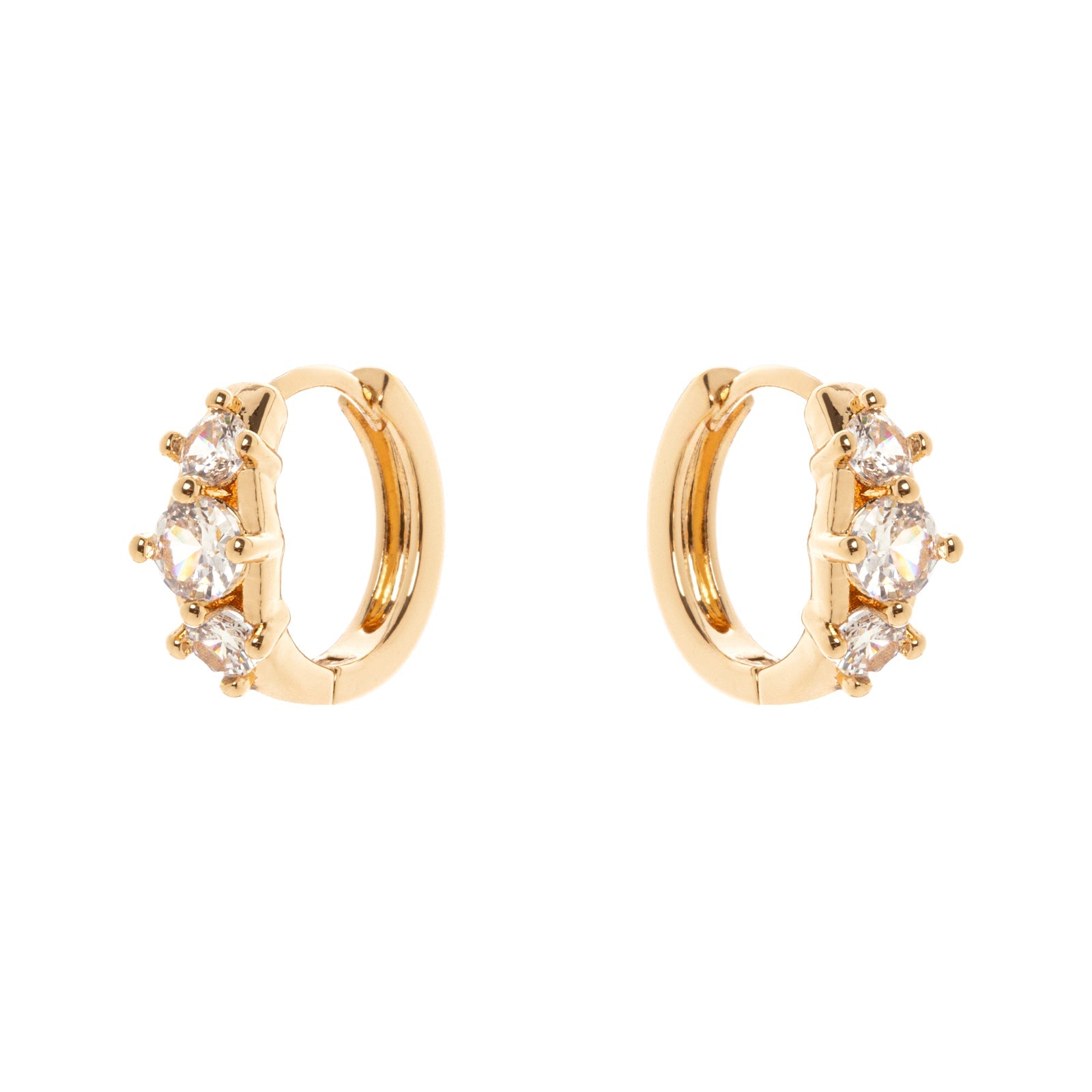 Orecchini mini cerchio e tre zirconi Ginevra - Oro - Sodini Bijoux