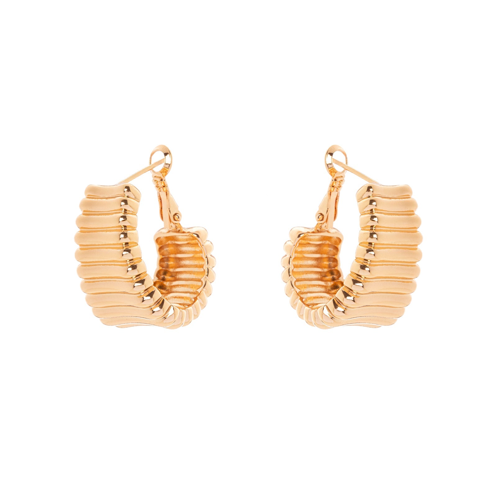 Orecchini a cerchio con fascia a strisce Domus - Oro - Sodini Bijoux