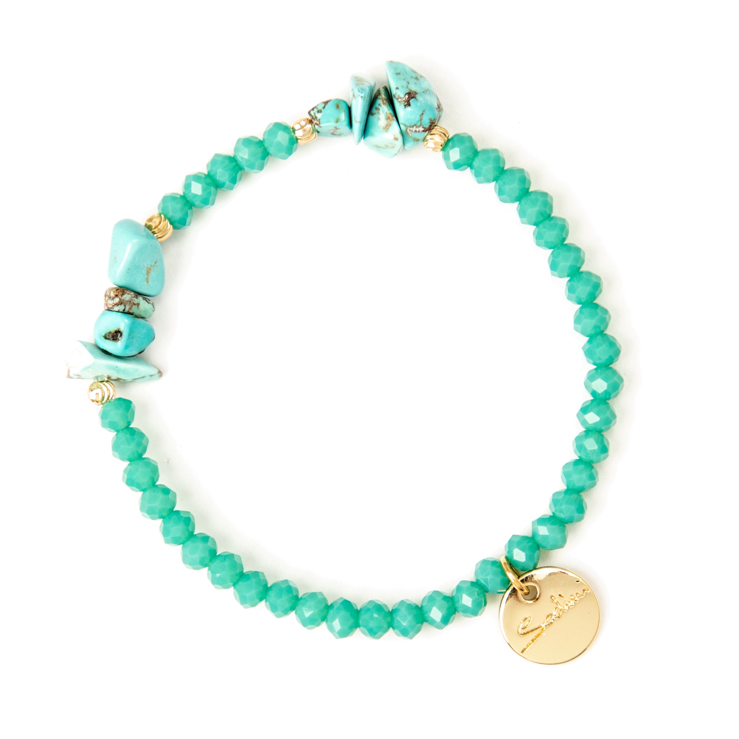 Bracciale elastico perline e ciottolini Samba - Turchese - Sodini Bijoux