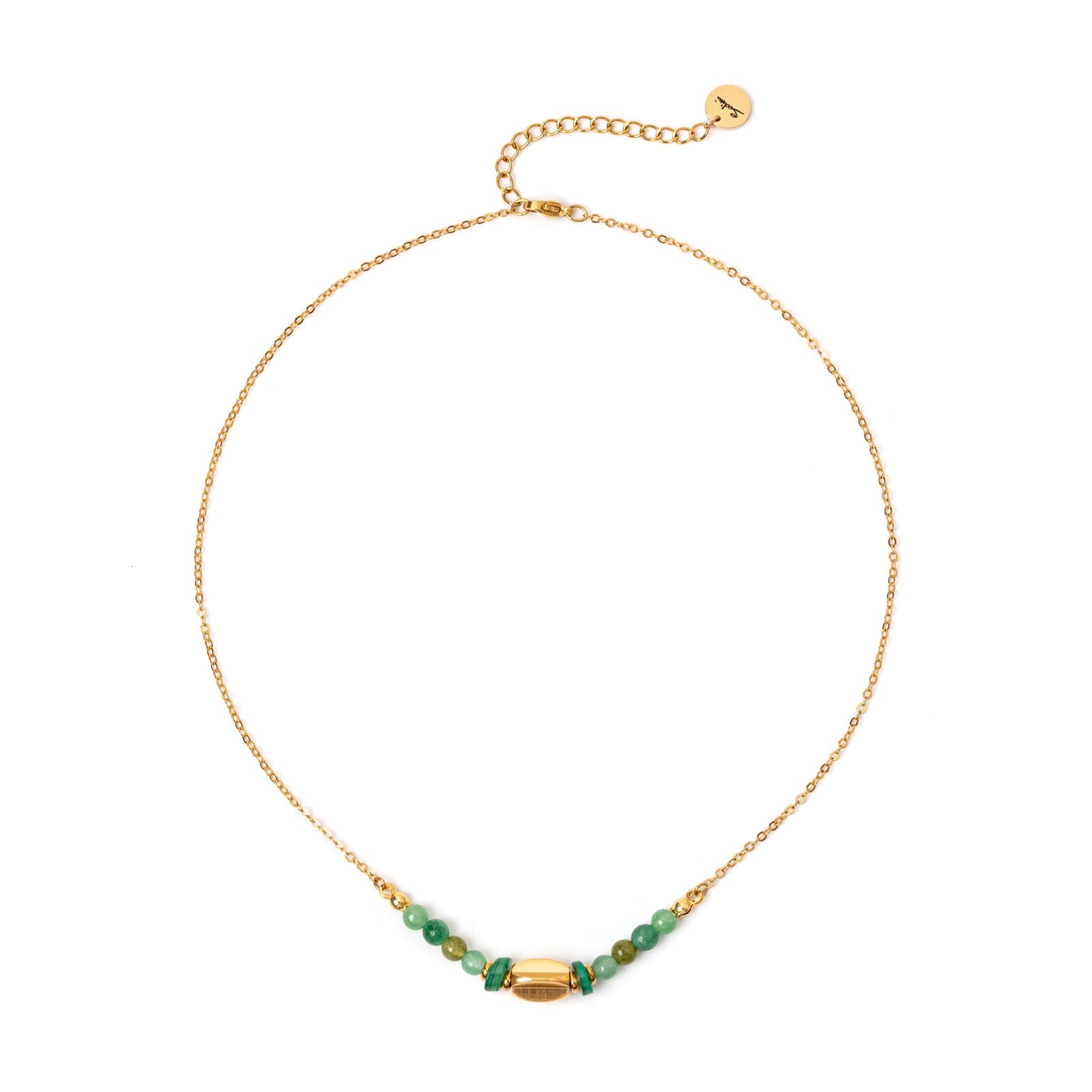 Chain, spheres and aureous element choker Fortaleza - Green - Sodini Bijoux