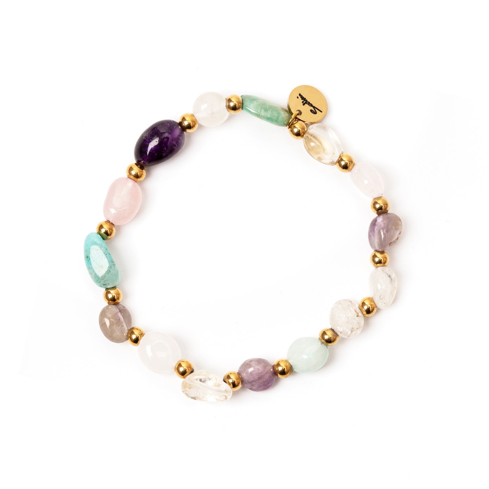 Bracciale elastico ciottoli Fortaleza - Viola - Sodini Bijoux