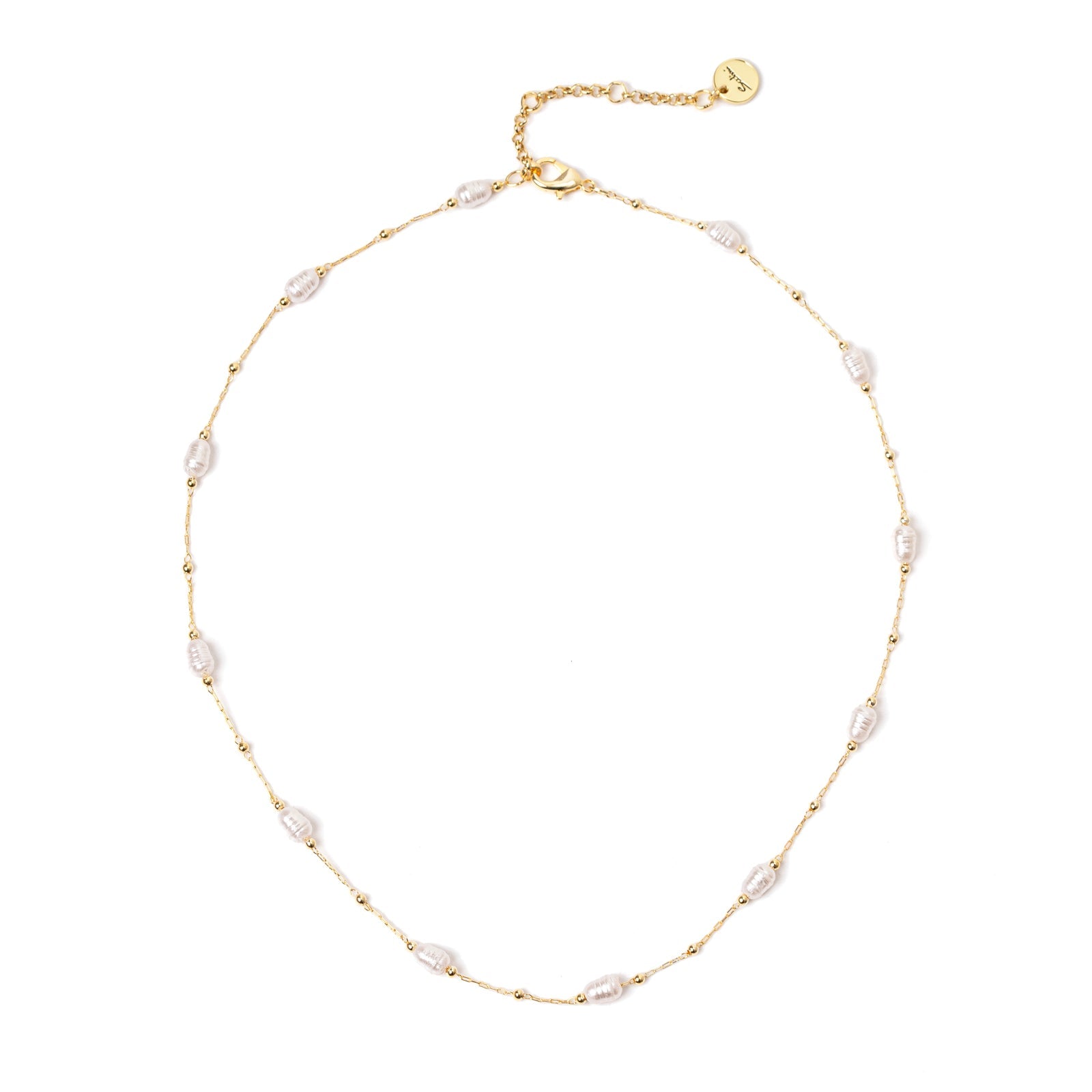 Collana corta catena, perle barocche e mini boule Confettis - Bianco - Sodini Bijoux
