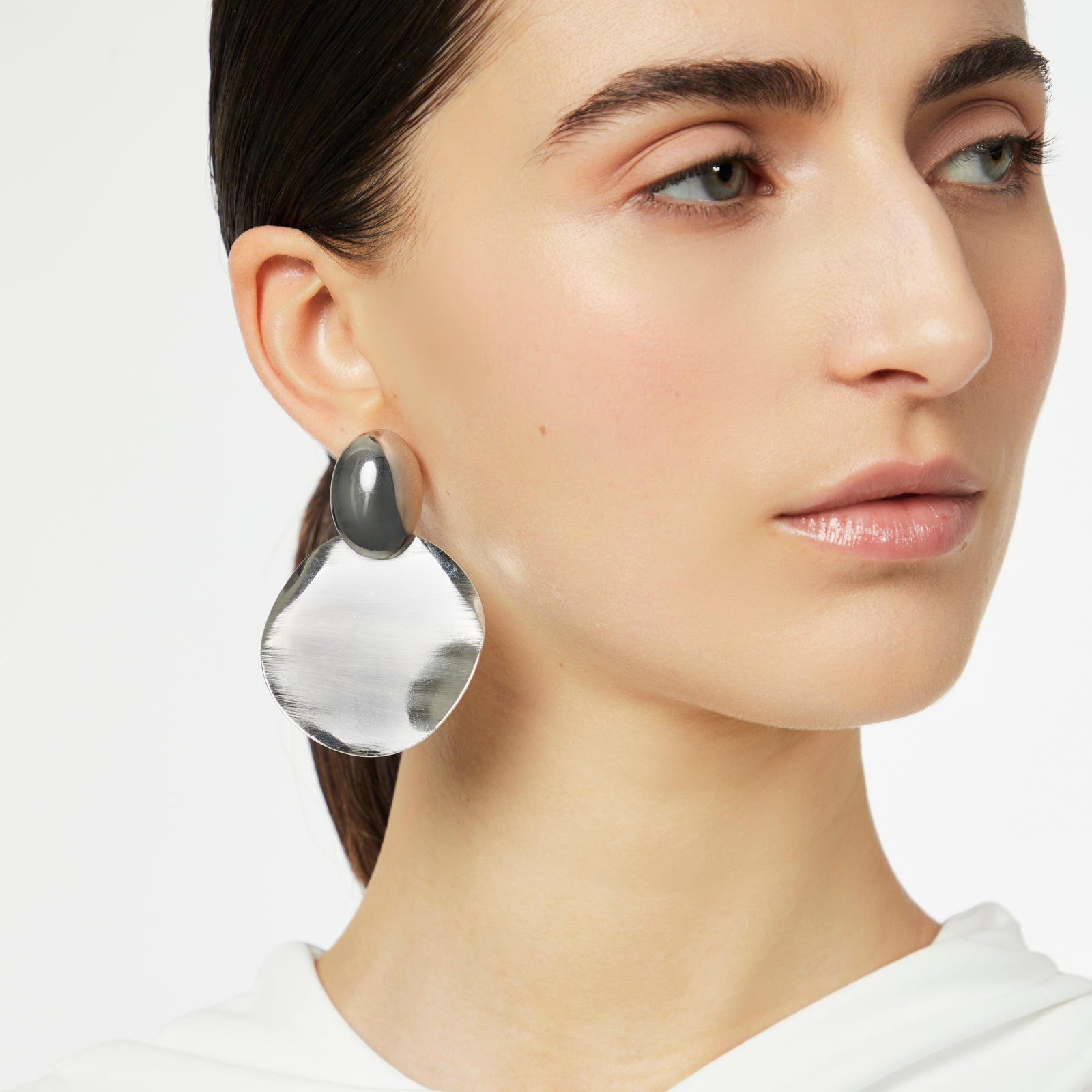 Domus Oval Disc Earrings - Silver - Sodini Bijoux