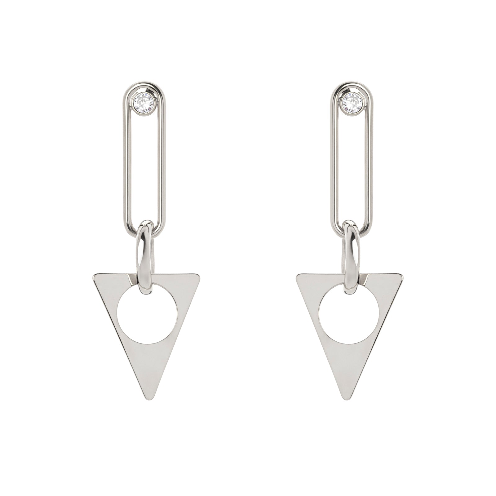 Orecchini con zircone e triangolo Domus - Argento - Sodini Bijoux