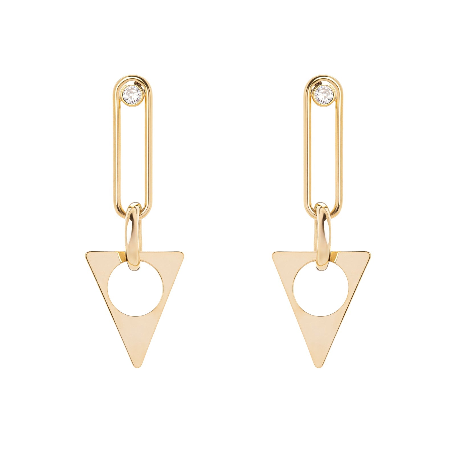 Domus Triangle Zirconia Earrings - Gold - Sodini Bijoux
