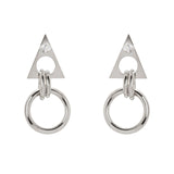 Earrings with triangle, ring and zircon Domus - Silver - Sodini Bijoux