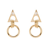 Earrings with triangle, ring and zircon Domus - Gold - Sodini Bijoux