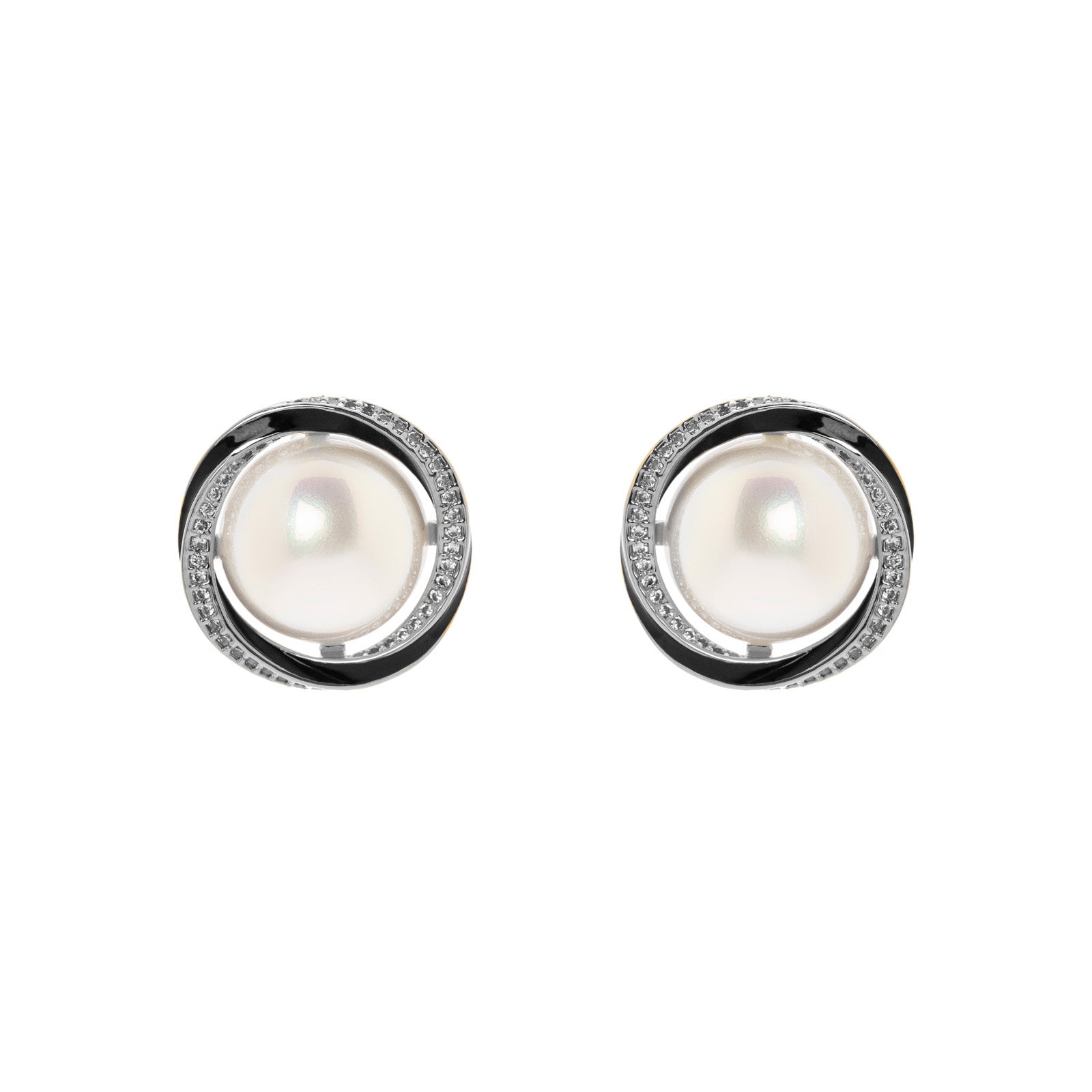 Earrings pearl and vortex Ginevra - Silver - Sodini Bijoux