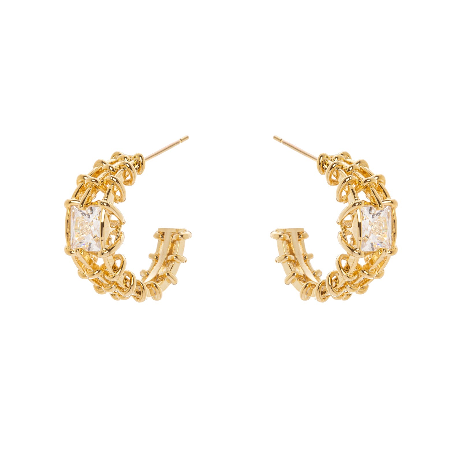 Orecchini a tre file e maglie intrecciate Ginevra - Oro - Sodini Bijoux