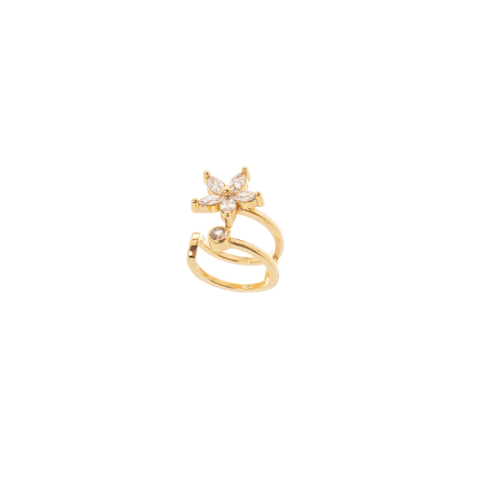 Two threads and flower earrings Rania - Gold - Sodini Bijoux