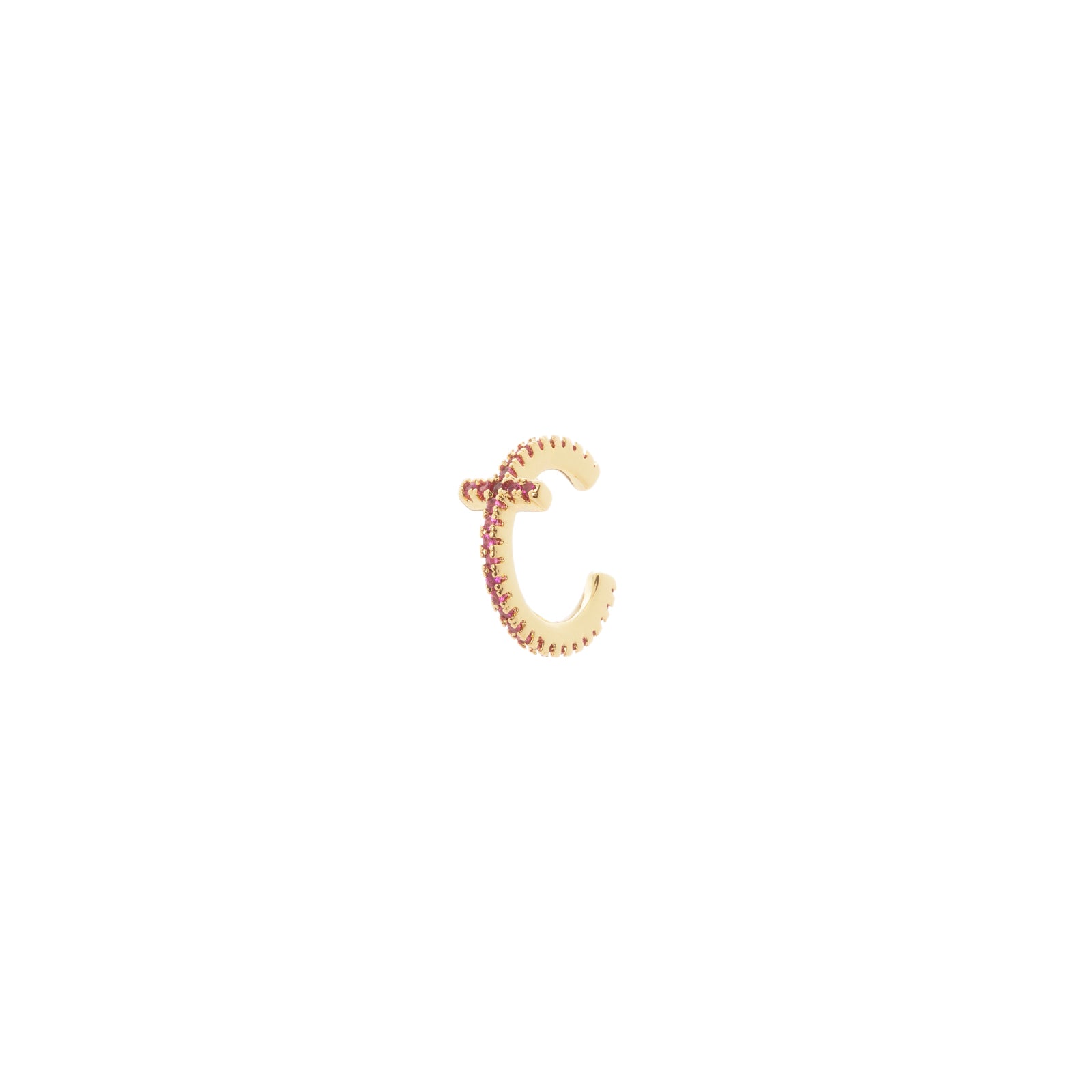 Orecchino ear cuff mini cerchio e barretta trasversale Rania - Rosso - Sodini Bijoux