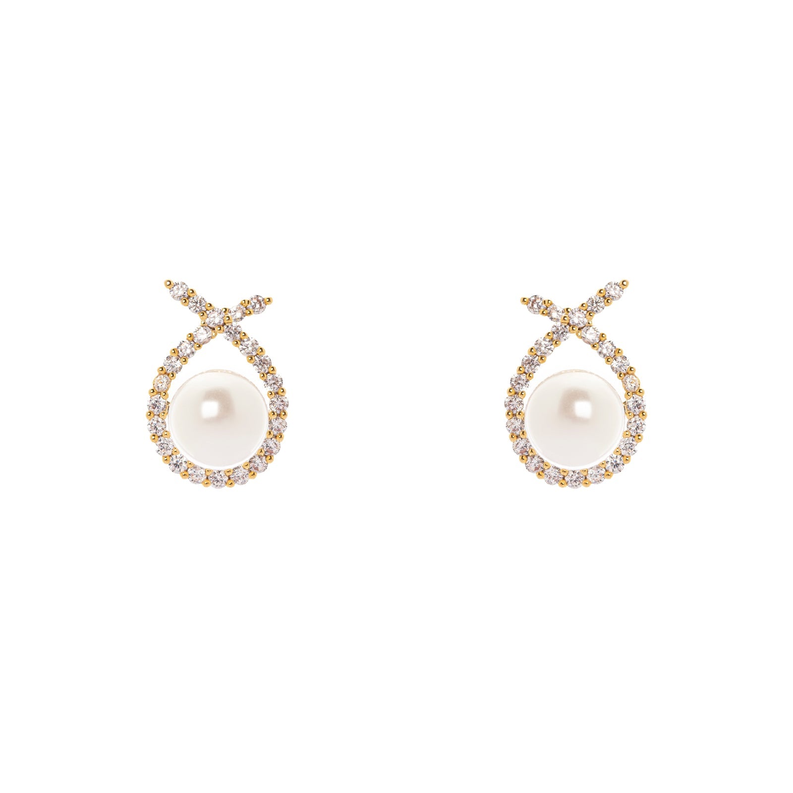 Cross thread earrings Rania - White - Sodini Bijoux