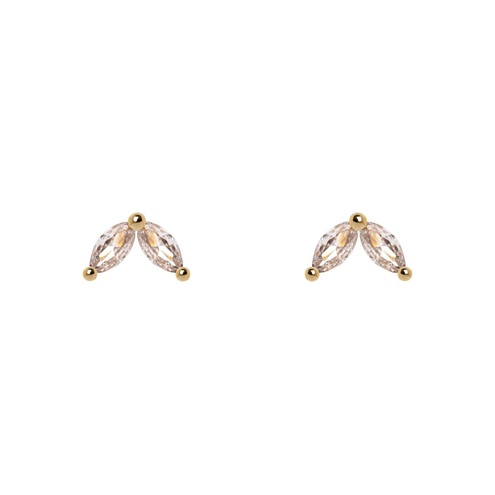 Mini orecchini a due navette Rania - Bianco - Sodini Bijoux