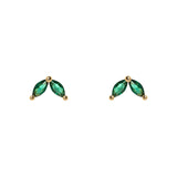 Two navettes mini earrings Rania - Green - Sodini Bijoux