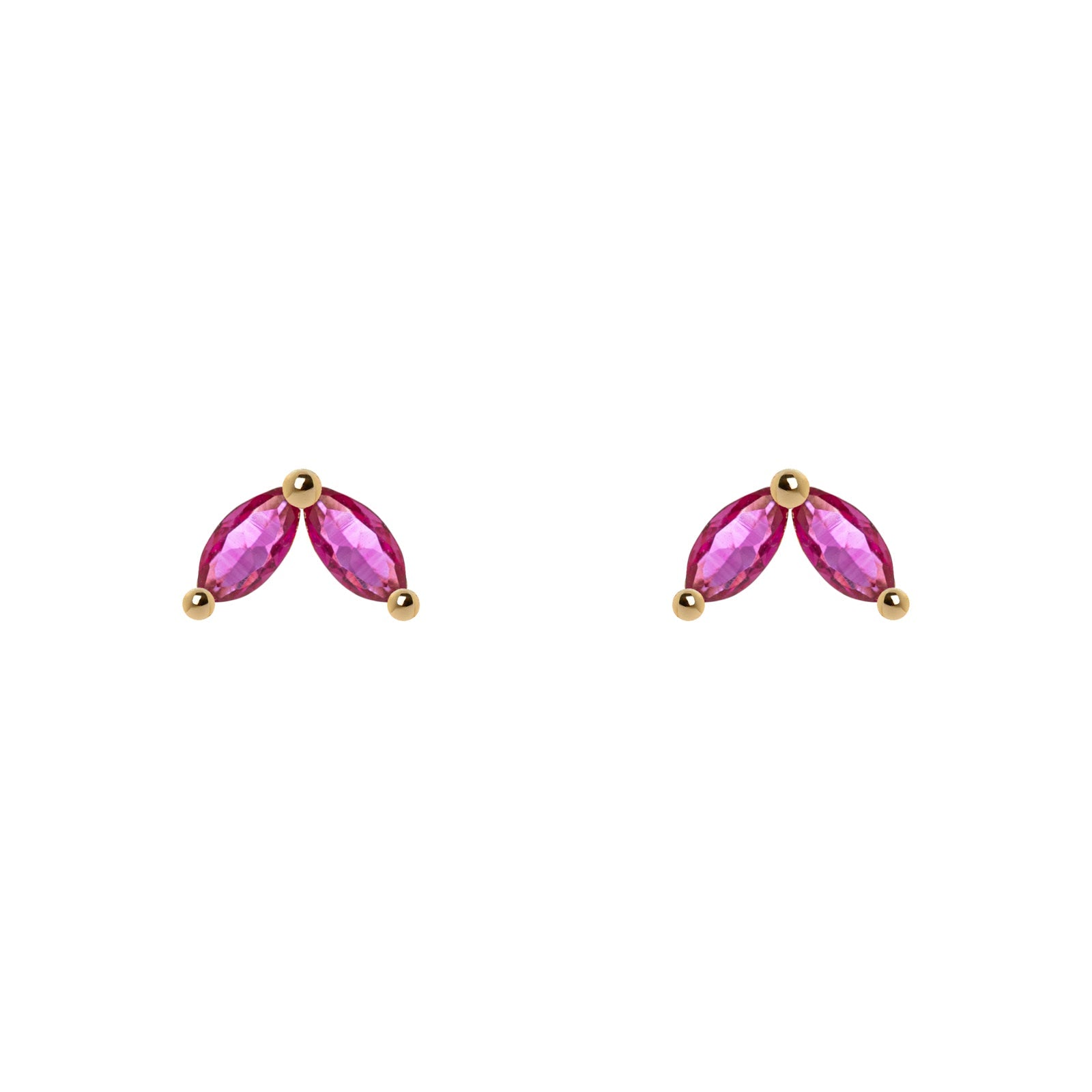 Two navettes mini earrings Rania - Red - Sodini Bijoux