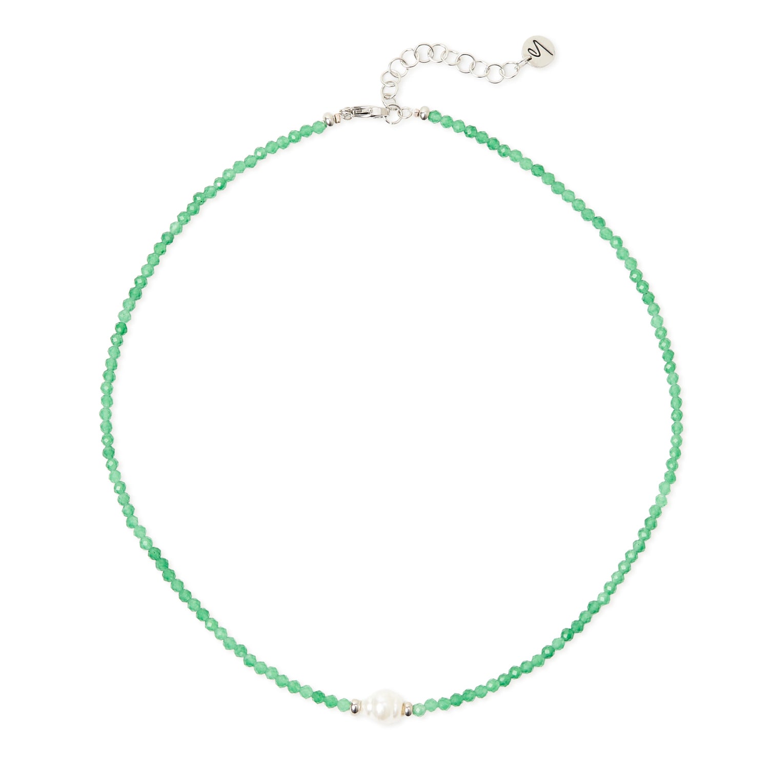 Collana corta perline e perla Moonskin - Verde - Sodini Bijoux