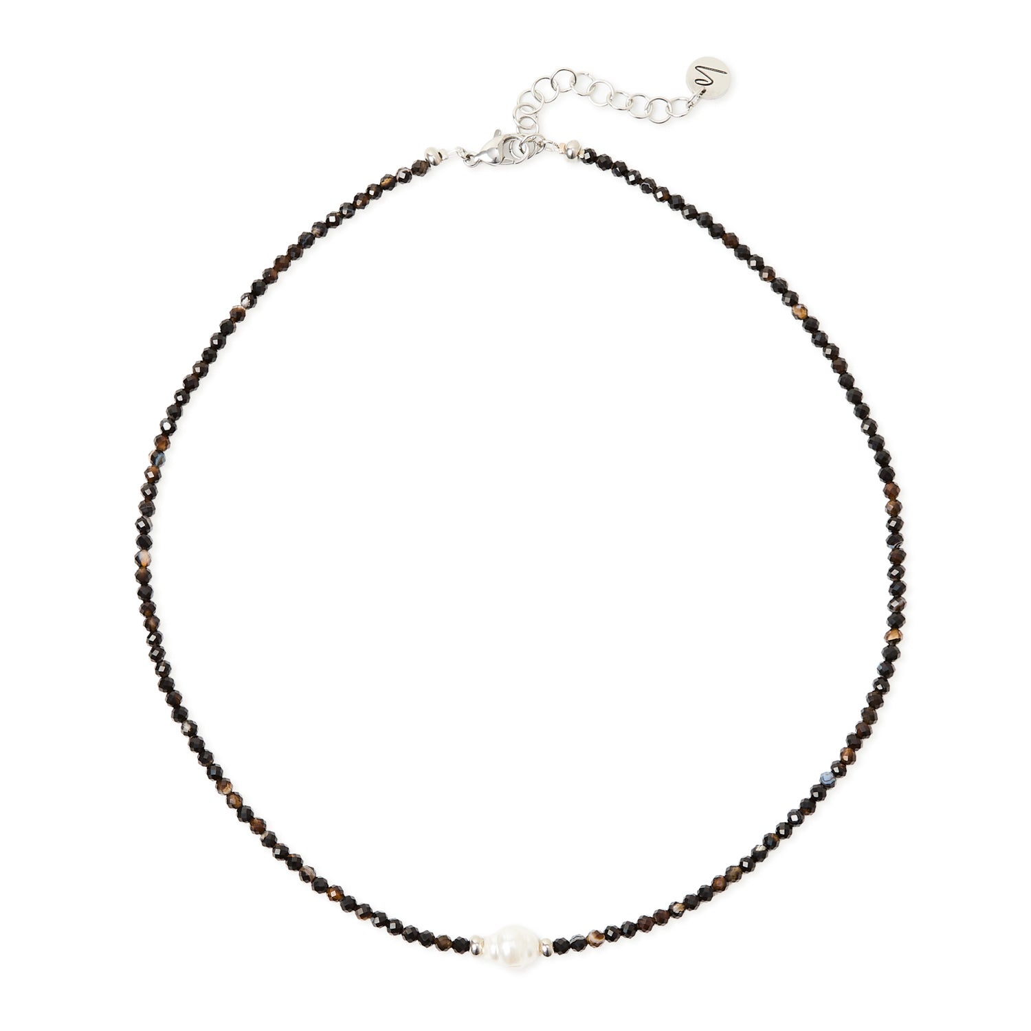 Collana corta perline e perla Moonskin - Nero - Sodini Bijoux