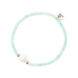 Bracciale elastico perline e perla Moonskin - Turchese - Sodini Bijoux